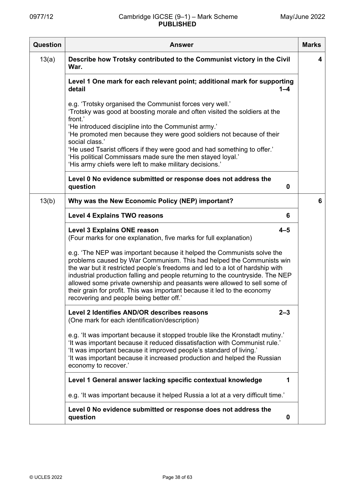 Mark scheme, page 38 of 63
