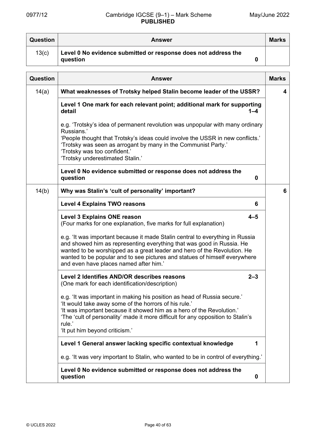 Mark scheme, page 40 of 63