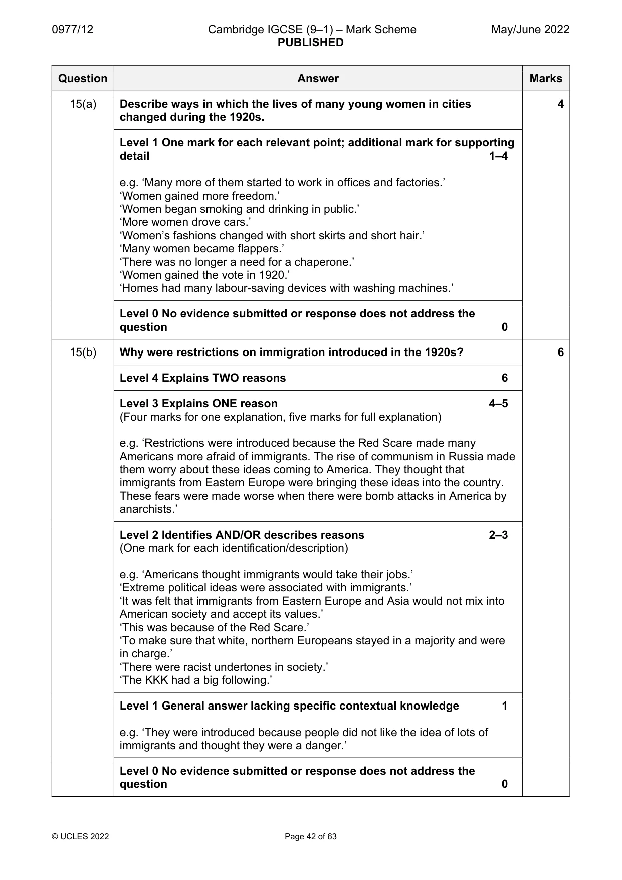 Mark scheme, page 42 of 63