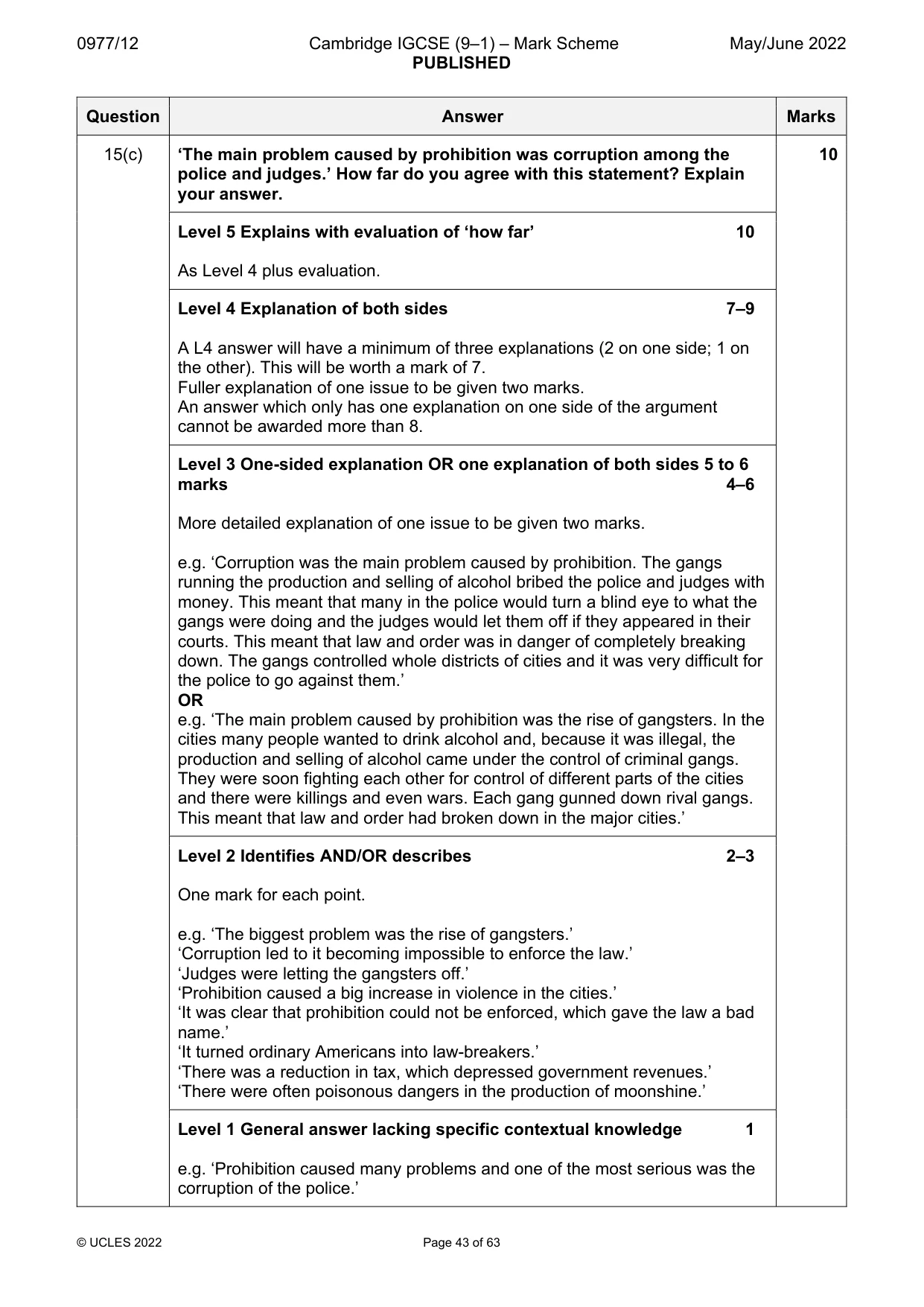 Mark scheme, page 43 of 63