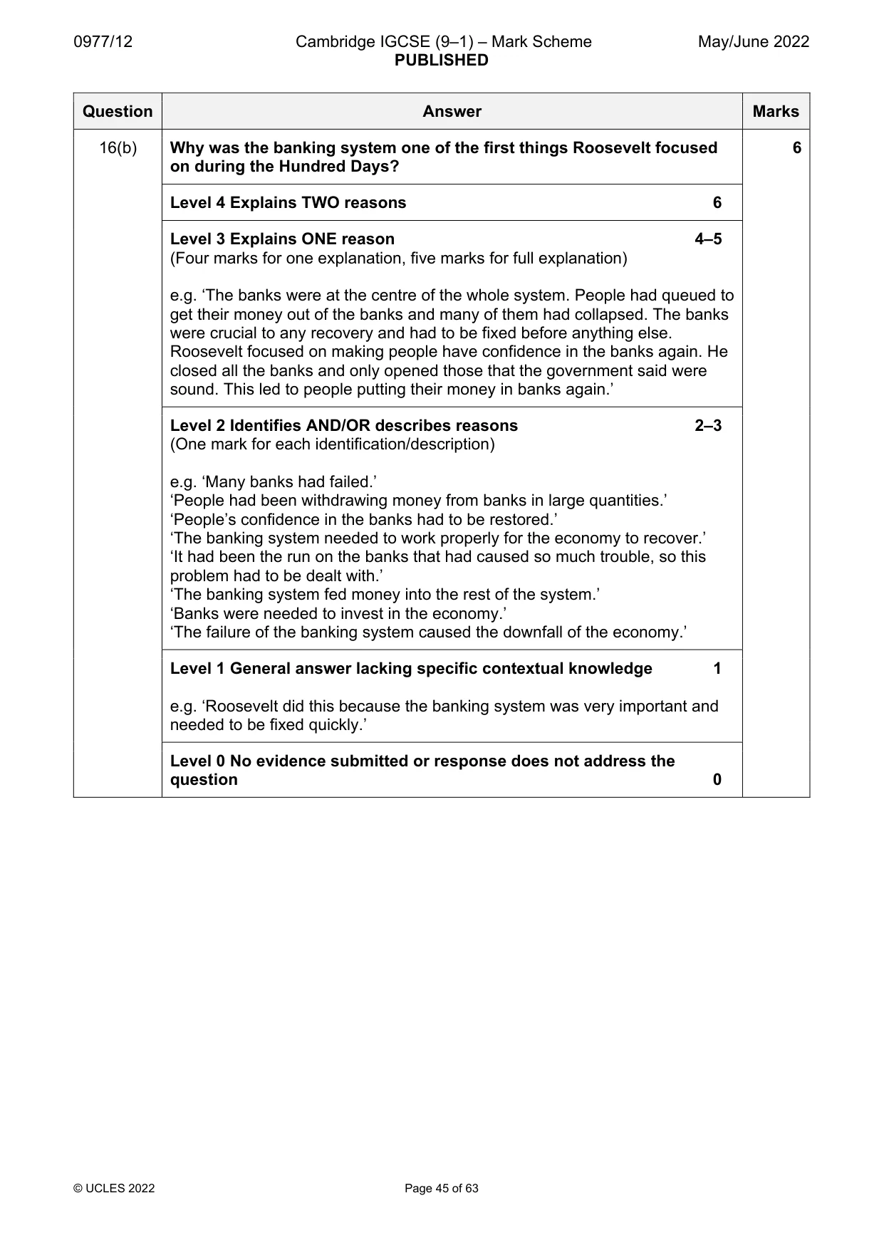 Mark scheme, page 45 of 63