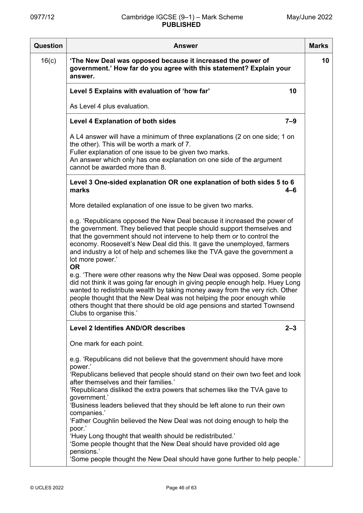Mark scheme, page 46 of 63