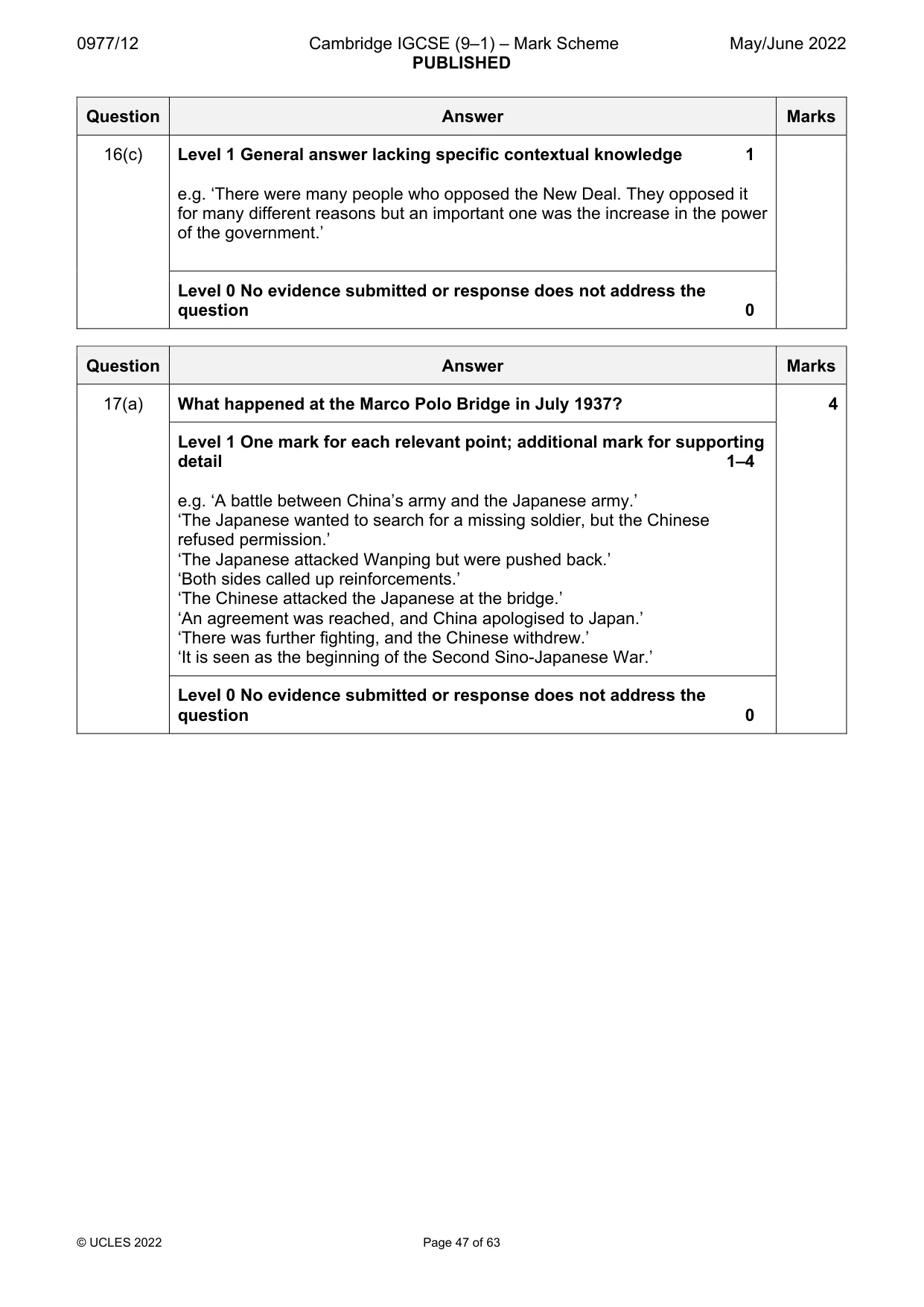 Mark scheme, page 47 of 63