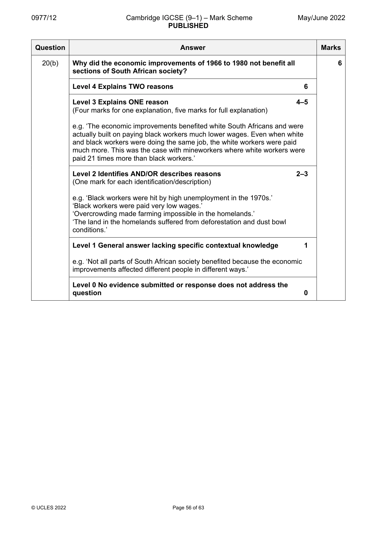 Mark scheme, page 56 of 63