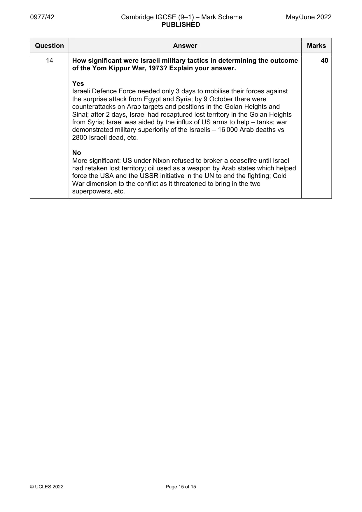 Mark scheme, page 15 of 15