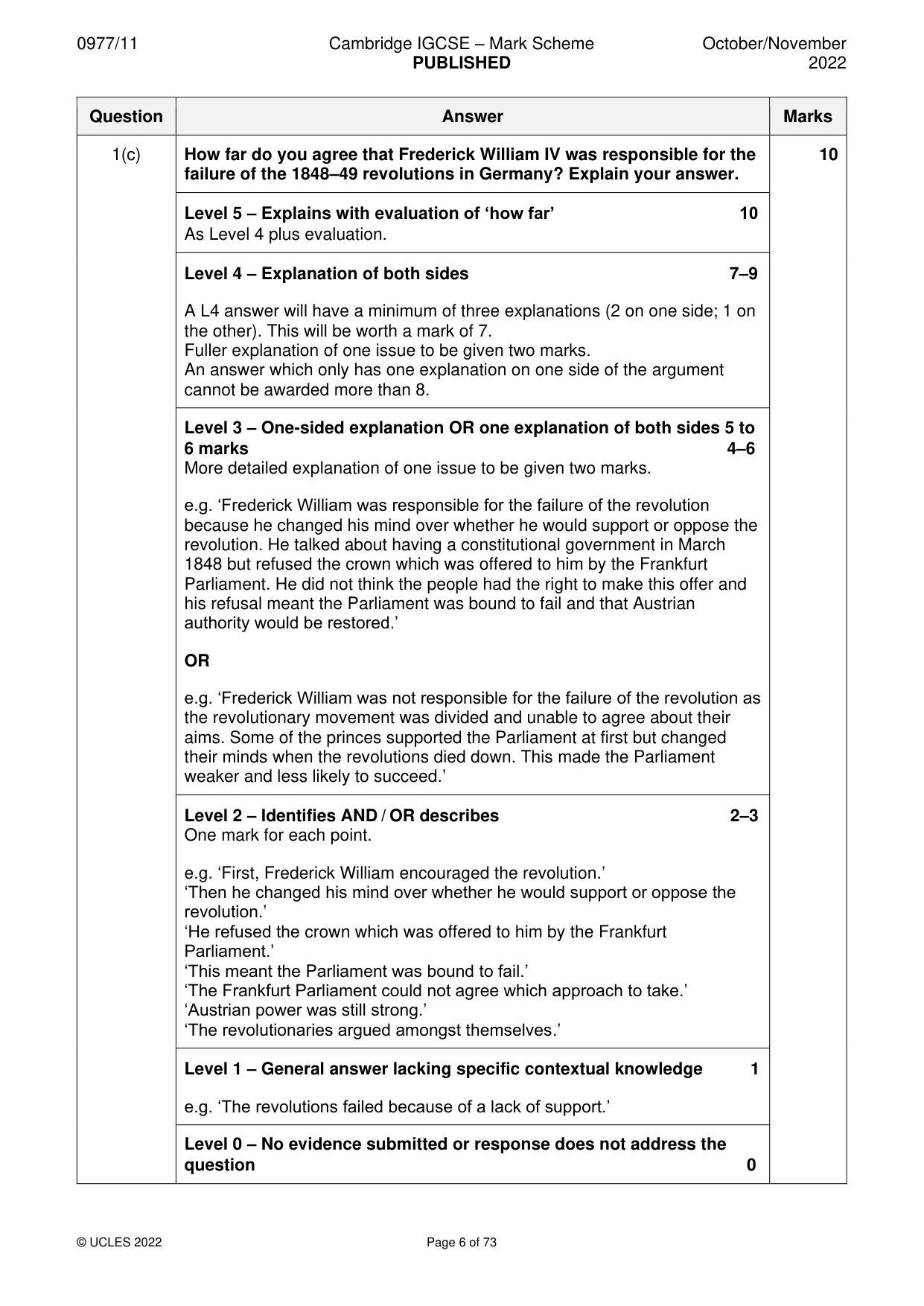 Mark scheme, page 6 of 73