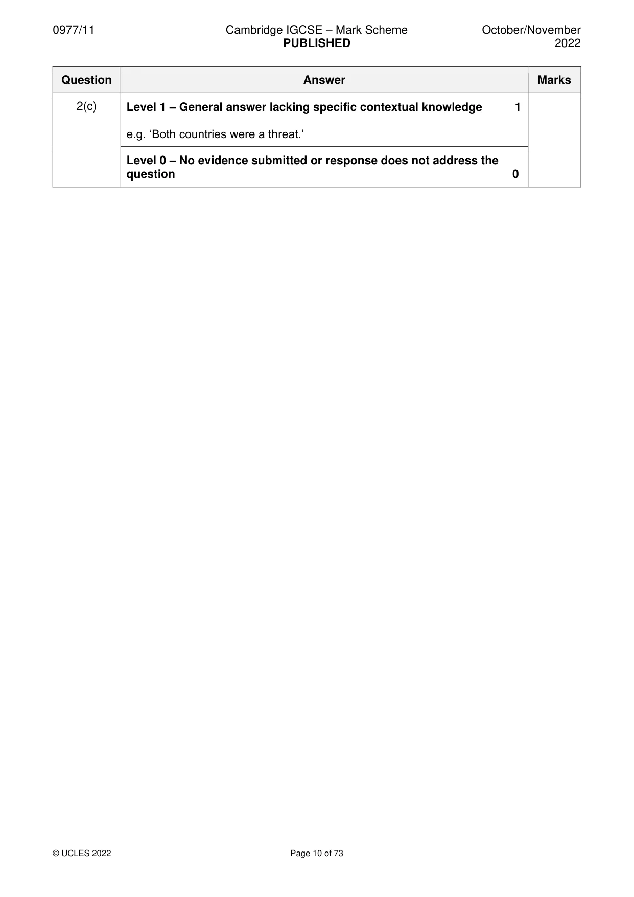 Mark scheme, page 10 of 73