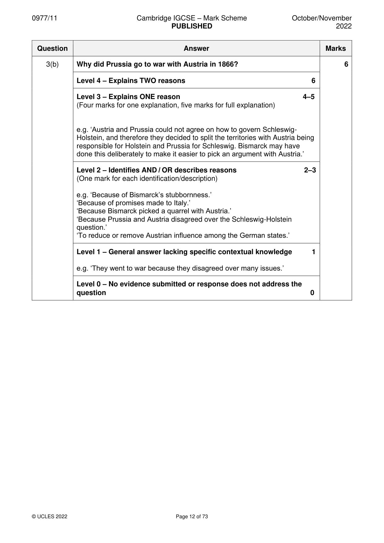 Mark scheme, page 12 of 73