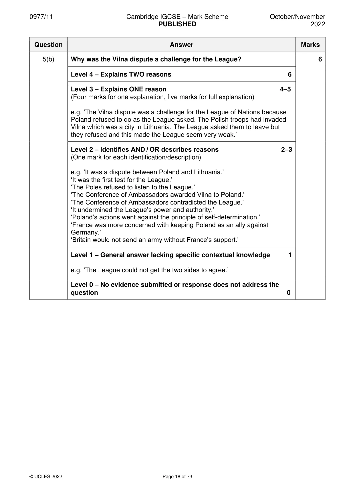 Mark scheme, page 18 of 73