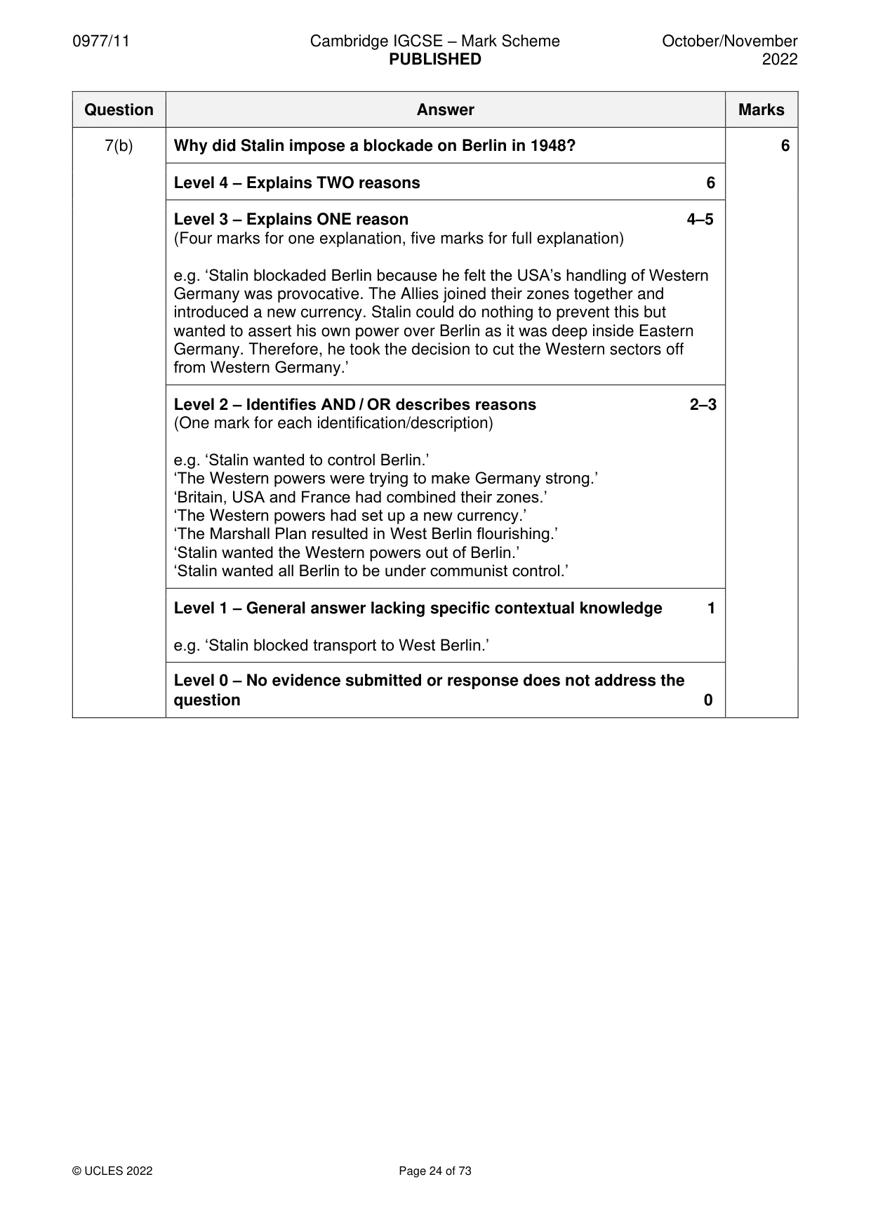 Mark scheme, page 24 of 73