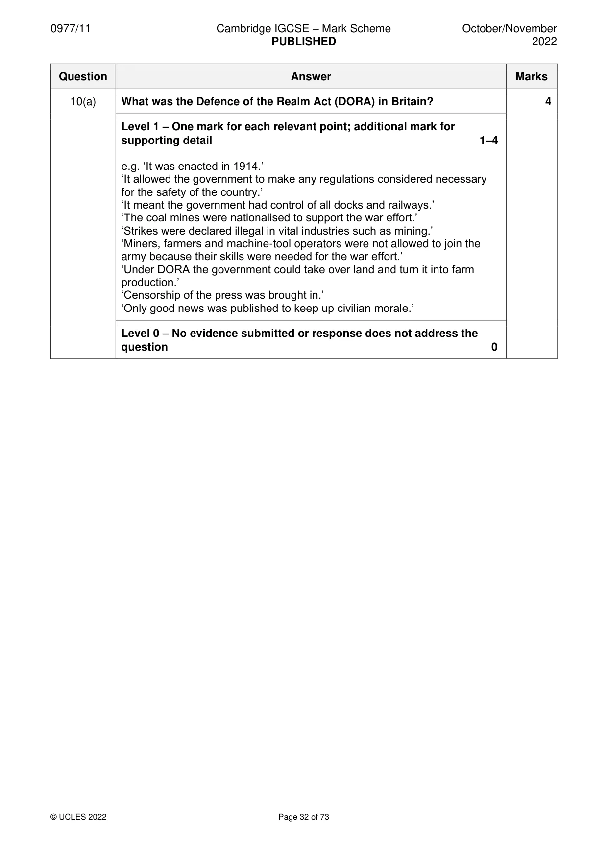 Mark scheme, page 32 of 73