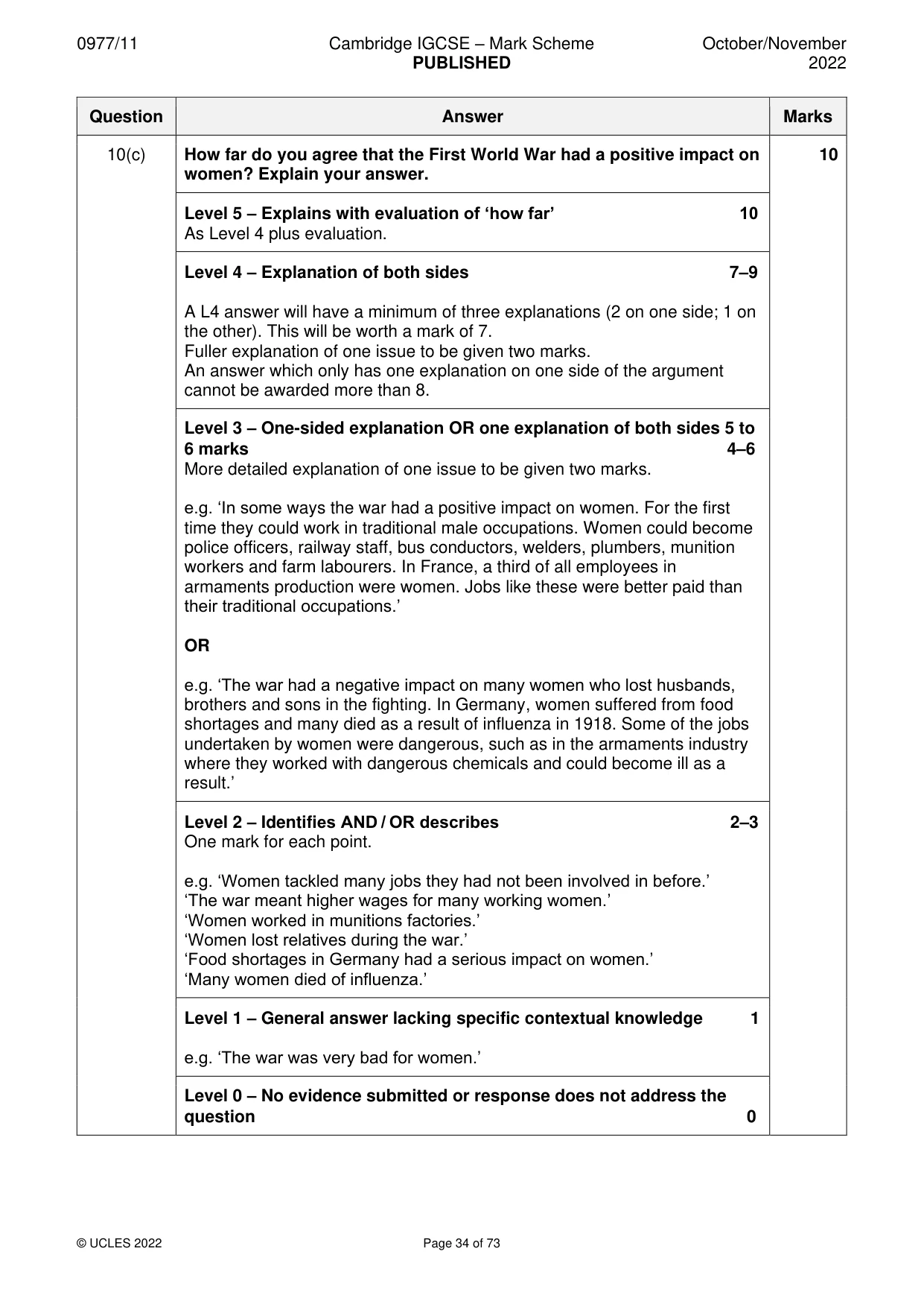 Mark scheme, page 34 of 73
