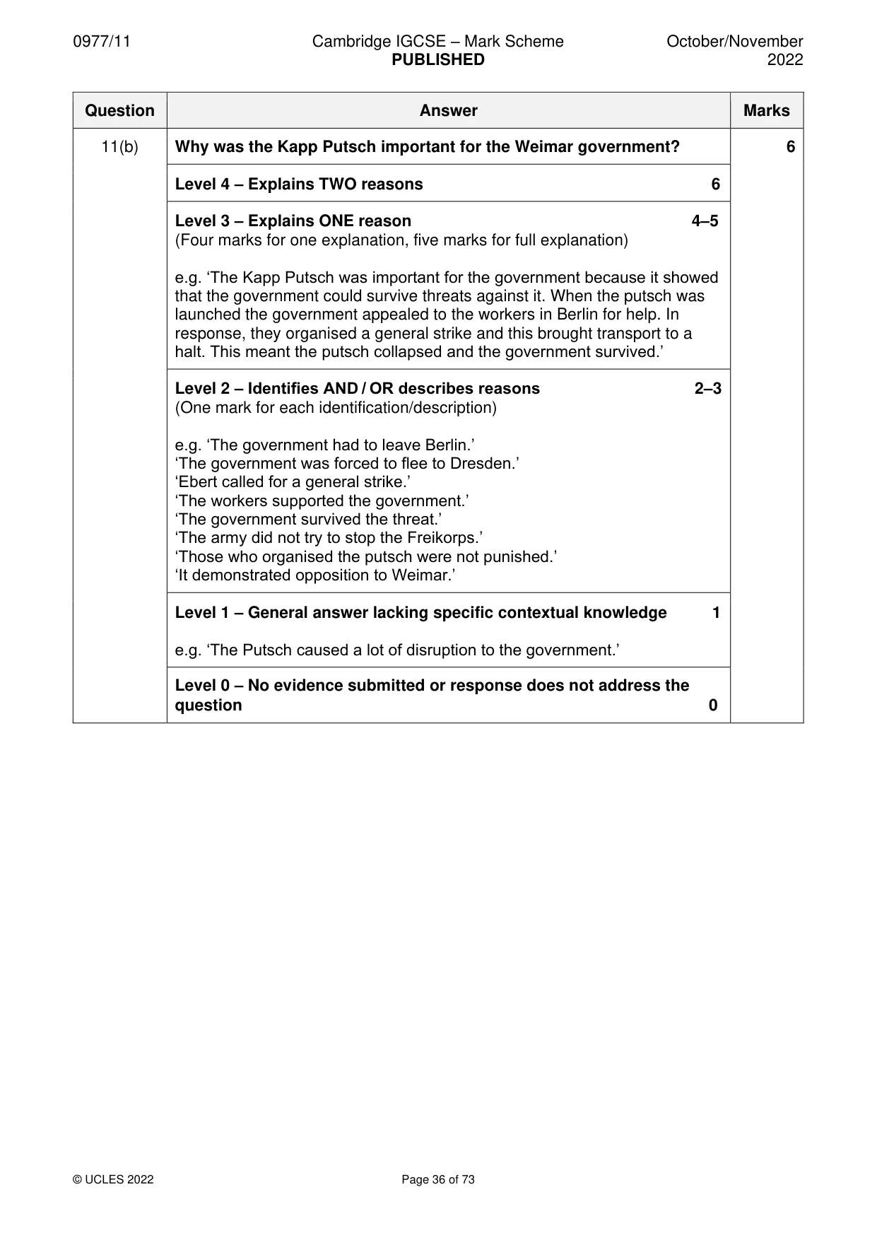 Mark scheme, page 36 of 73