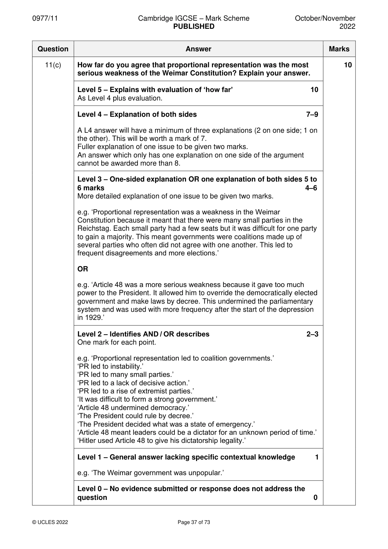 Mark scheme, page 37 of 73