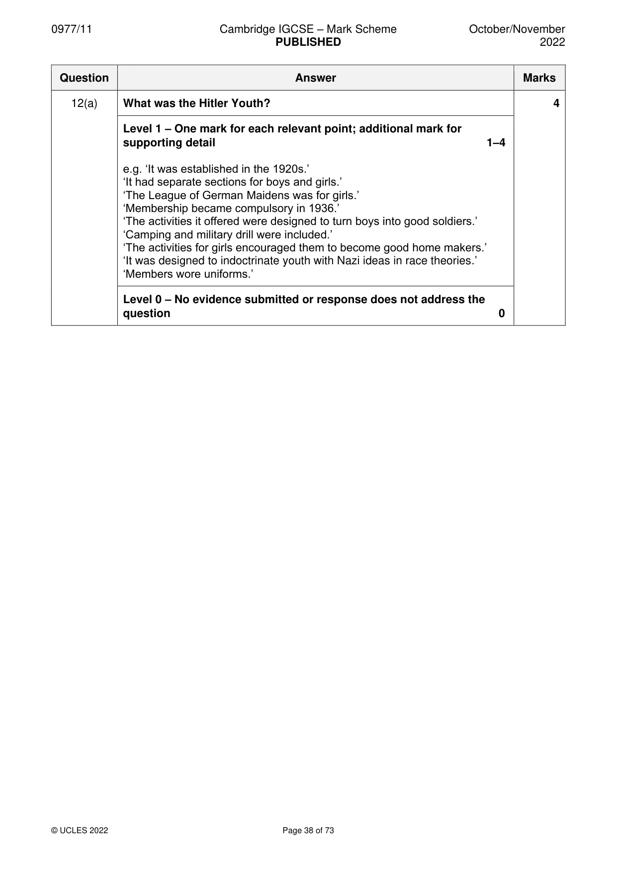 Mark scheme, page 38 of 73