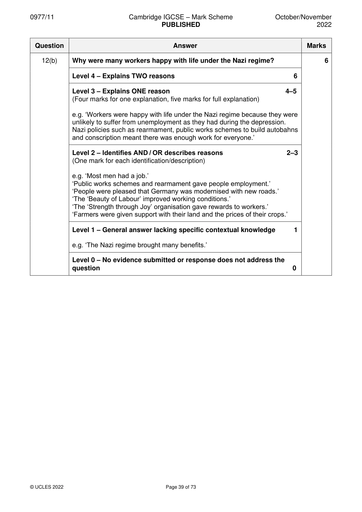 Mark scheme, page 39 of 73