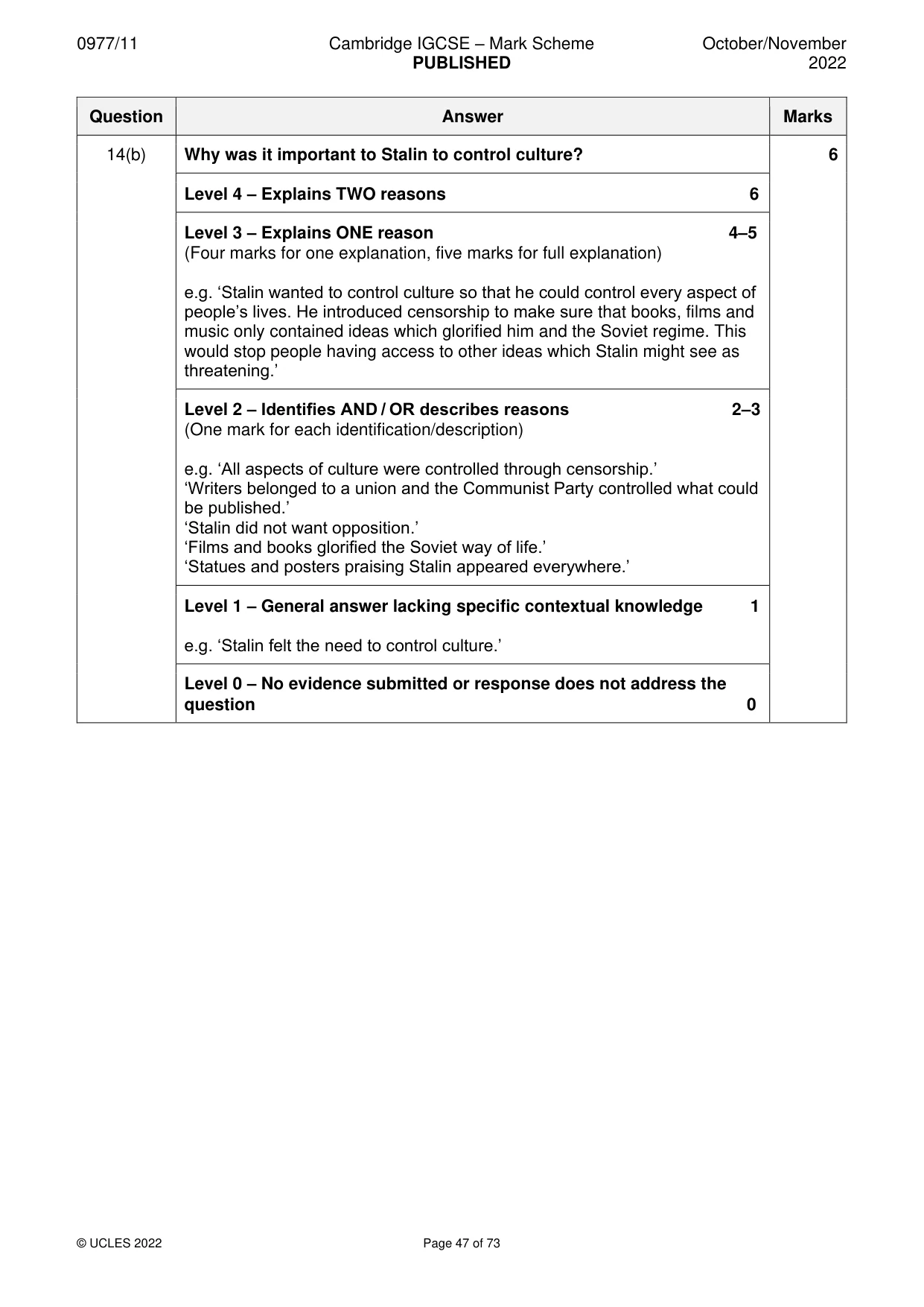 Mark scheme, page 47 of 73
