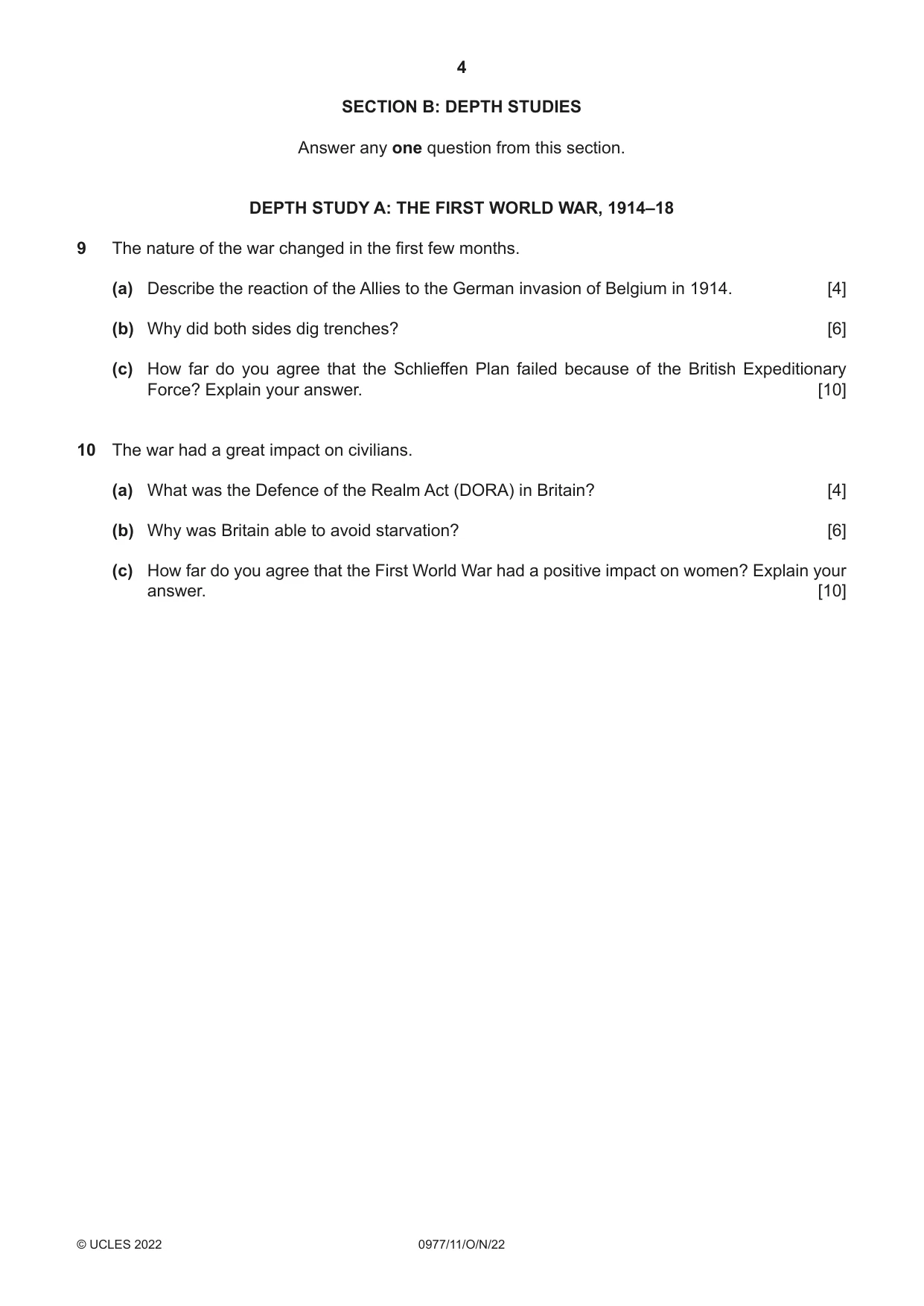 Cambridge IGCSE History (9-1) 0977 2022 Oct/Nov Paper 1 · Variant 1 question paper, page 4 of 12