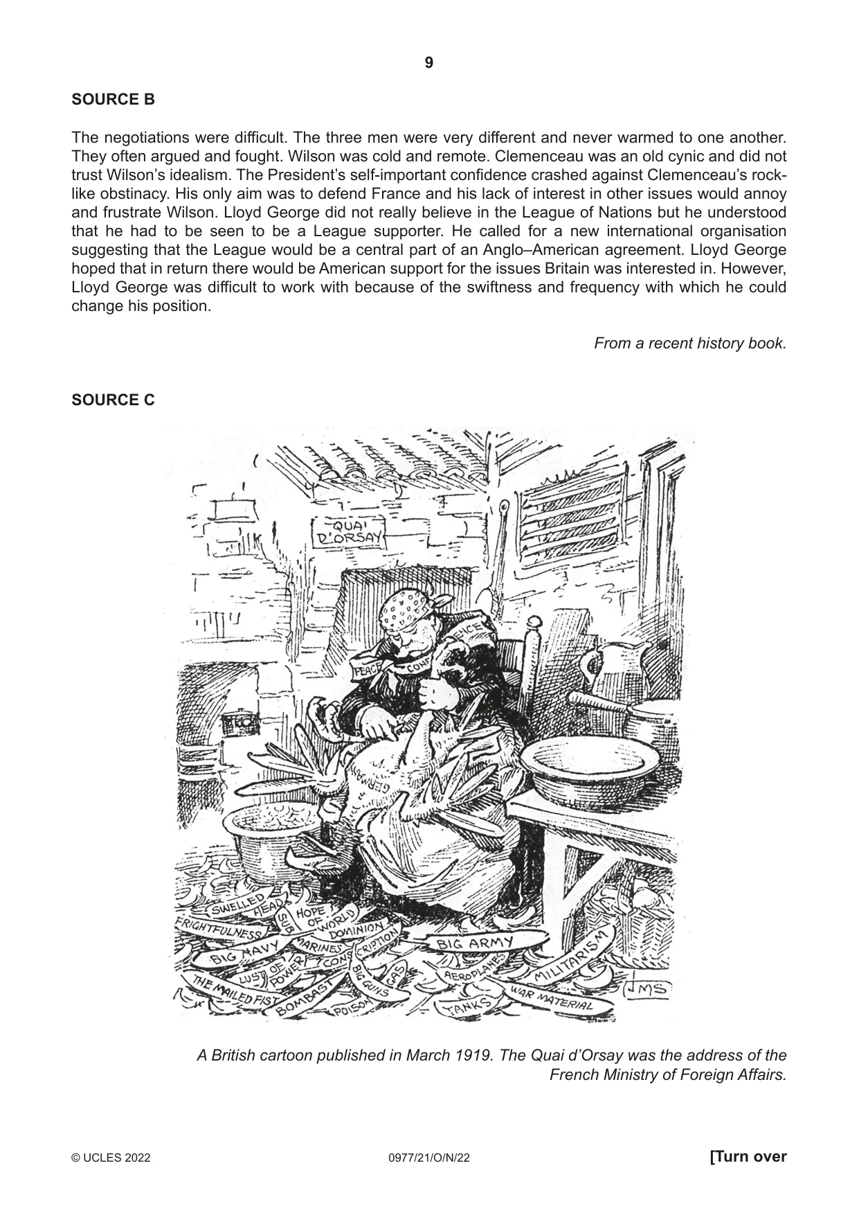 Cambridge IGCSE History (9-1) 0977 2022 Oct/Nov Paper 2 · Variant 1 question paper, page 9 of 12