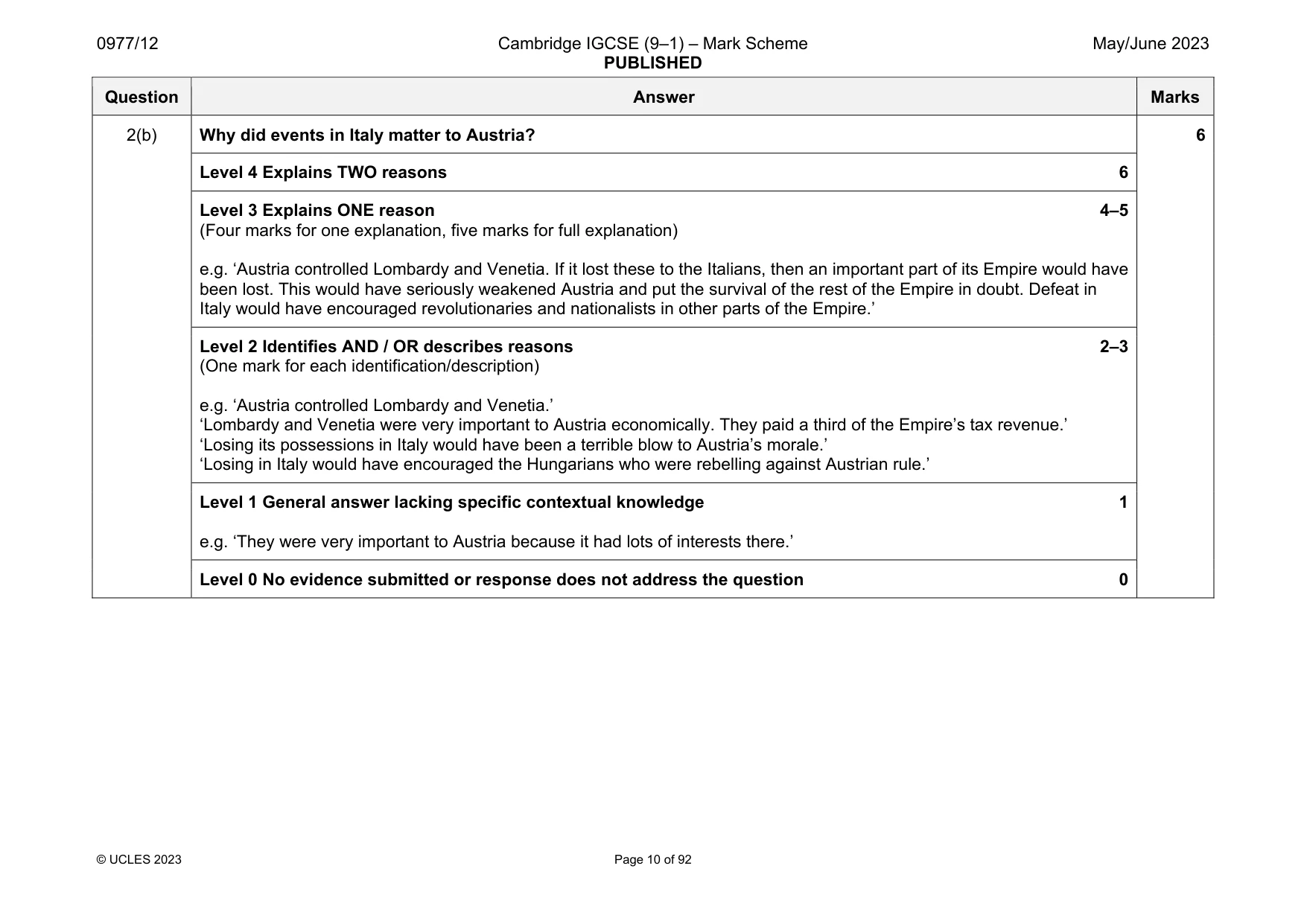 Mark scheme, page 10 of 92