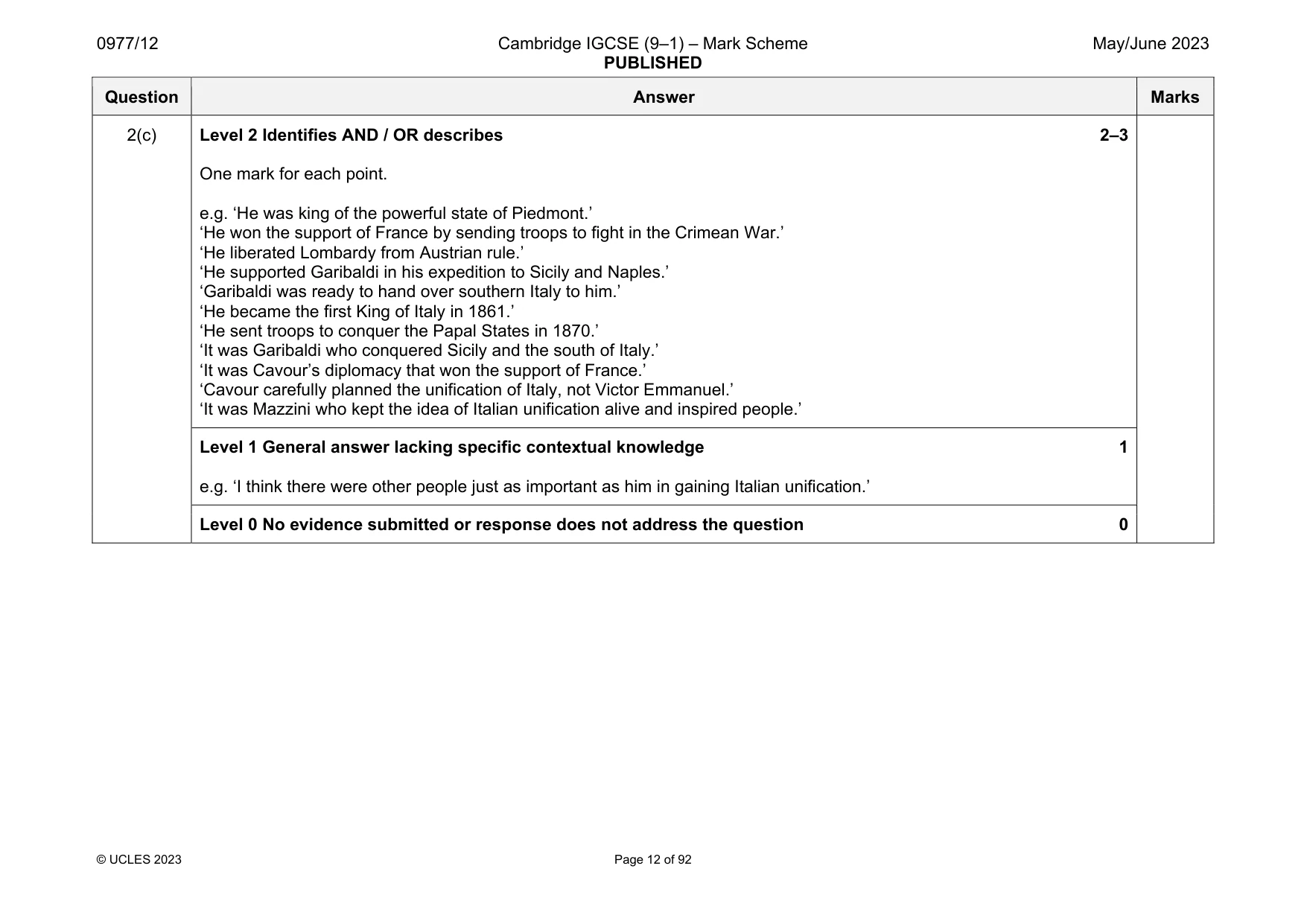 Mark scheme, page 12 of 92