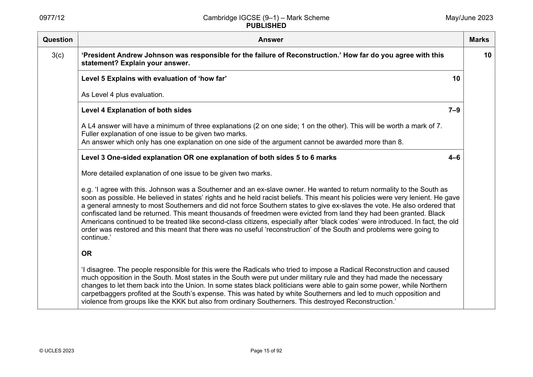 Mark scheme, page 15 of 92