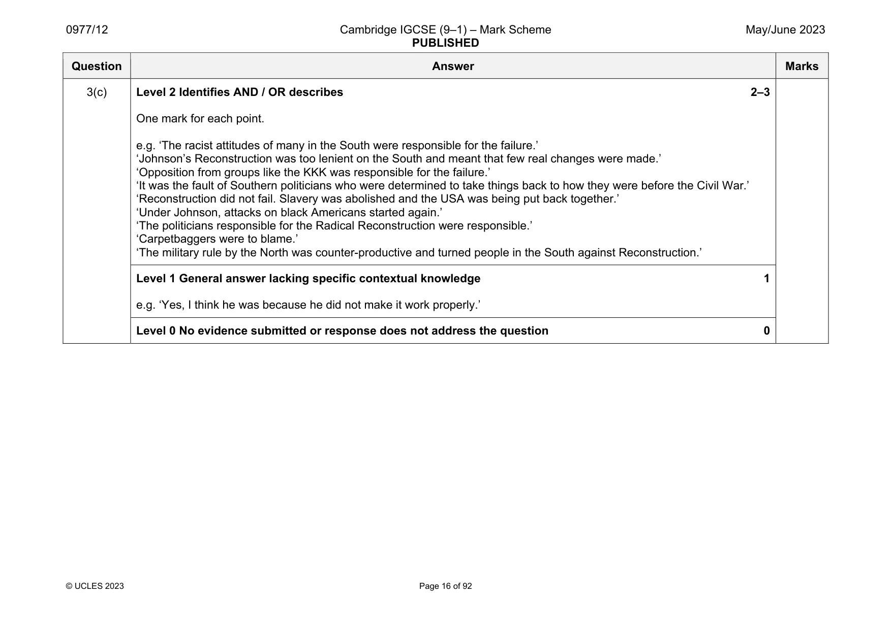 Mark scheme, page 16 of 92
