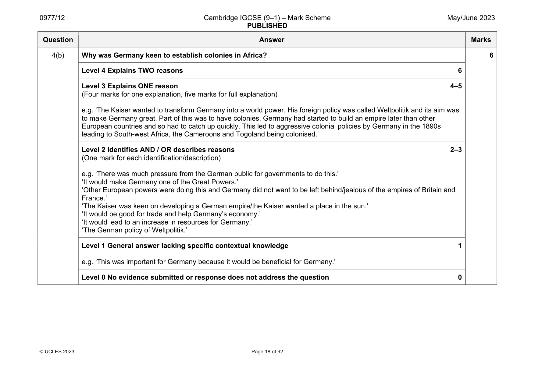 Mark scheme, page 18 of 92