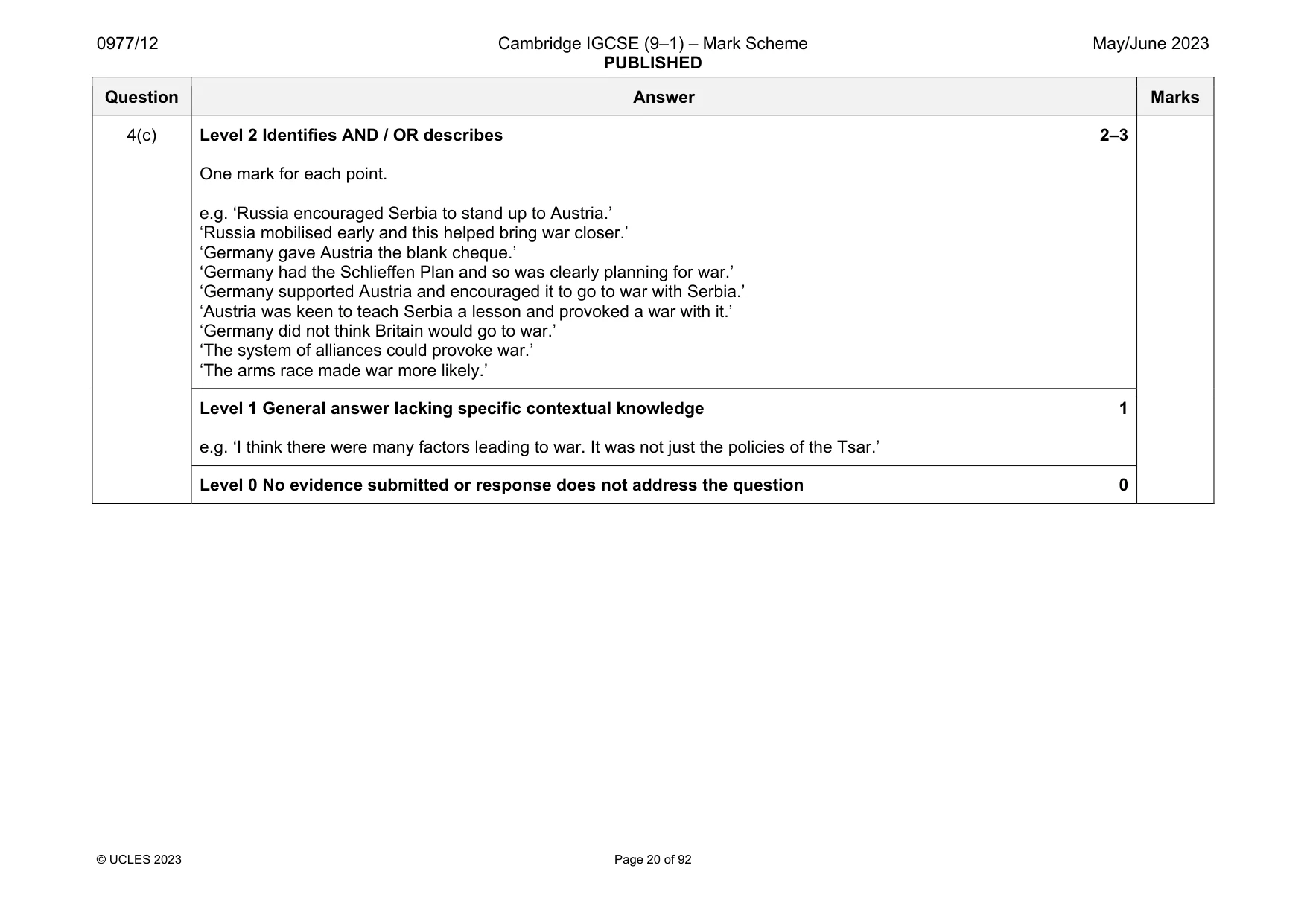 Mark scheme, page 20 of 92