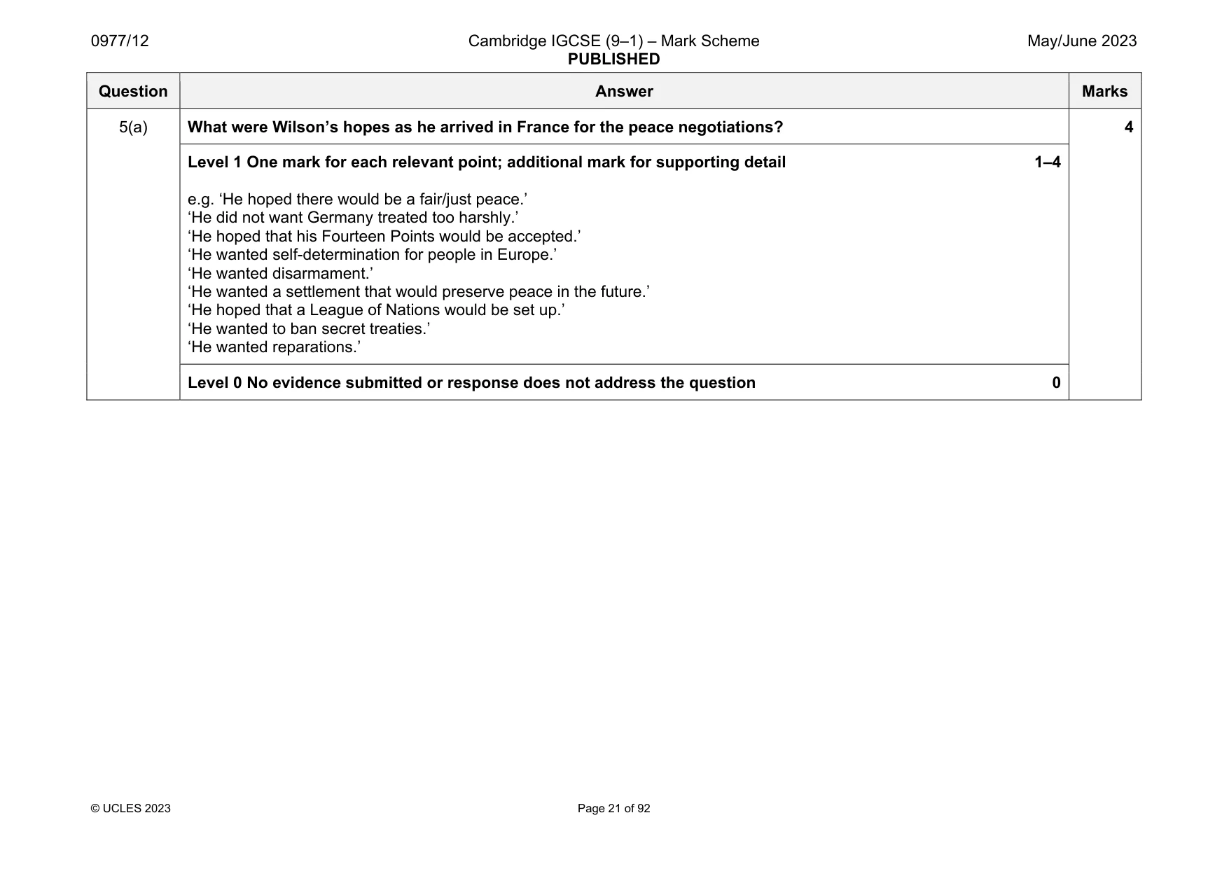 Mark scheme, page 21 of 92