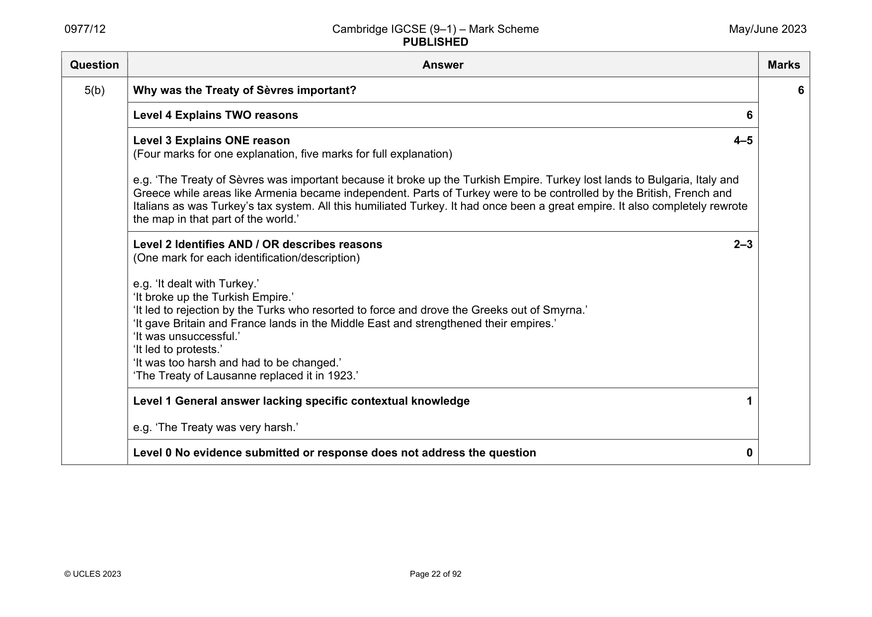Mark scheme, page 22 of 92