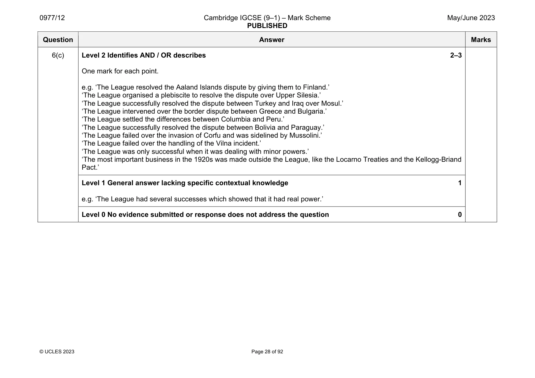 Mark scheme, page 28 of 92