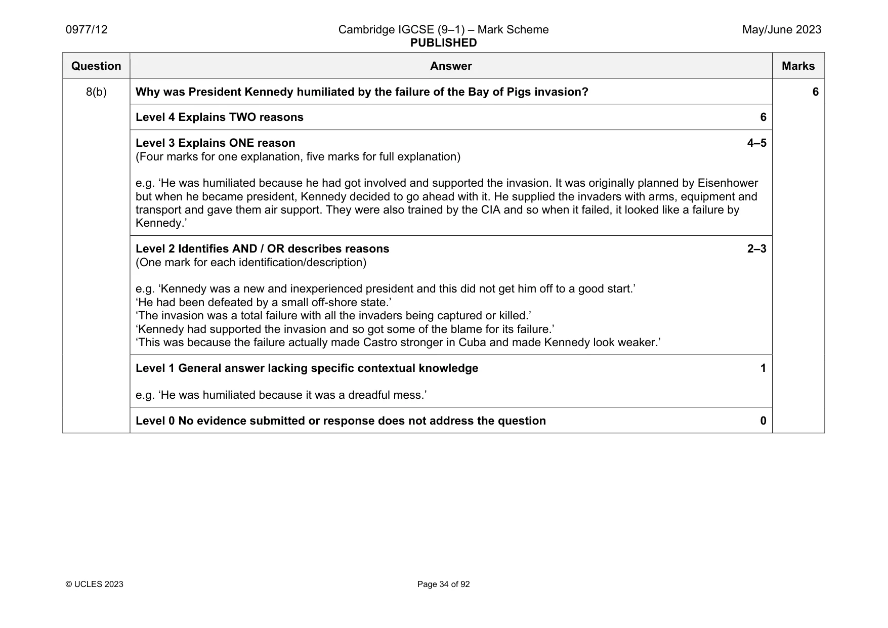Mark scheme, page 34 of 92
