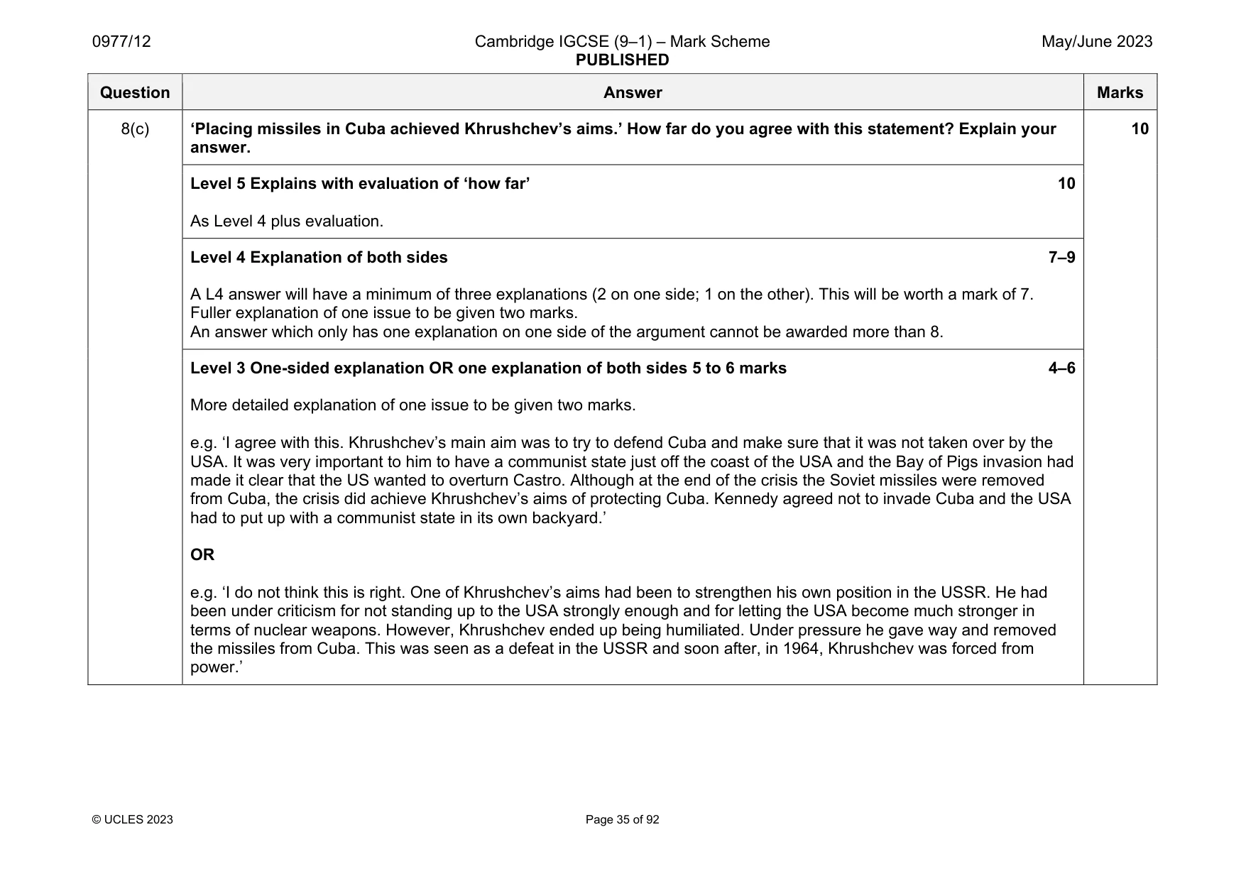 Mark scheme, page 35 of 92