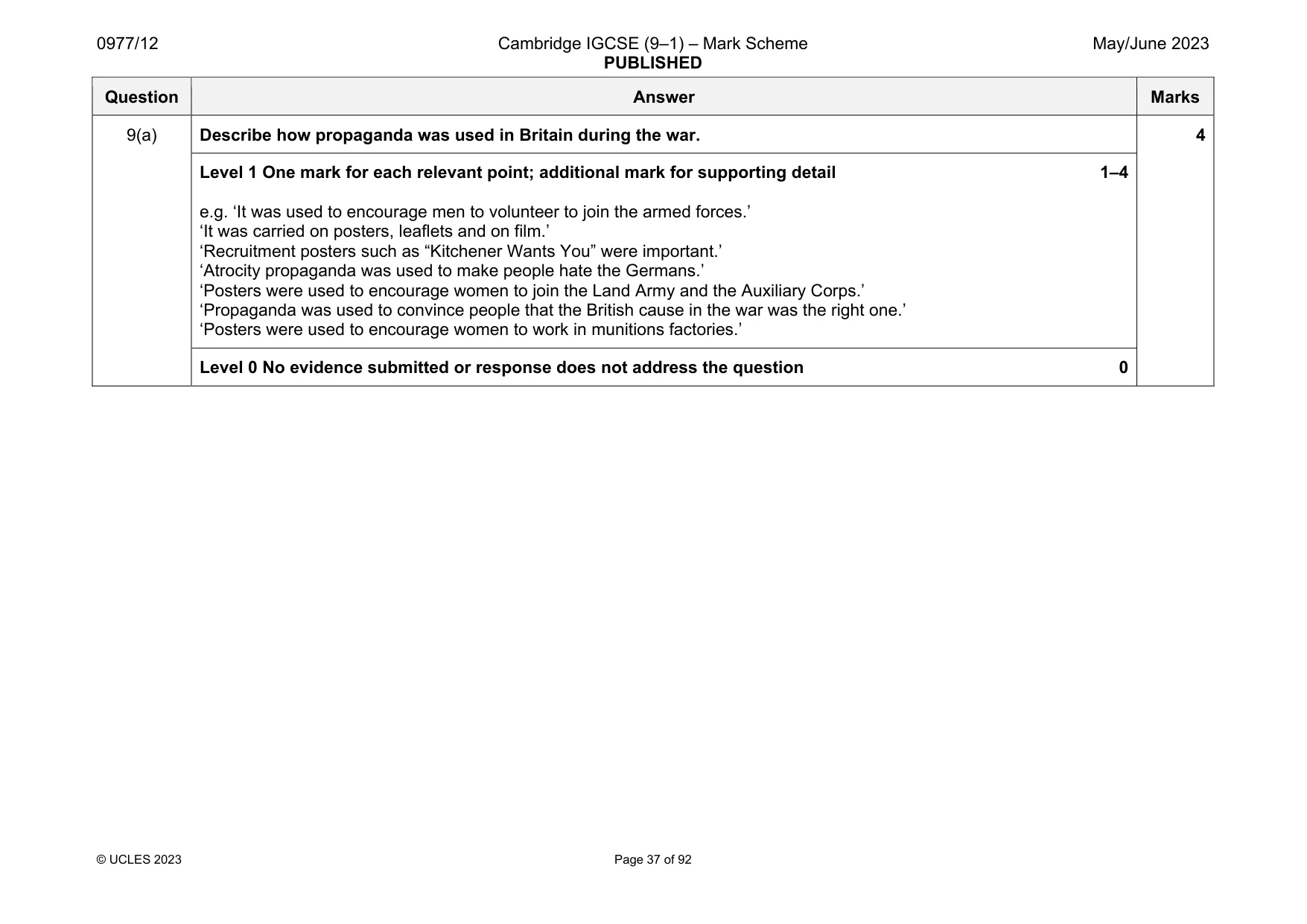 Mark scheme, page 37 of 92
