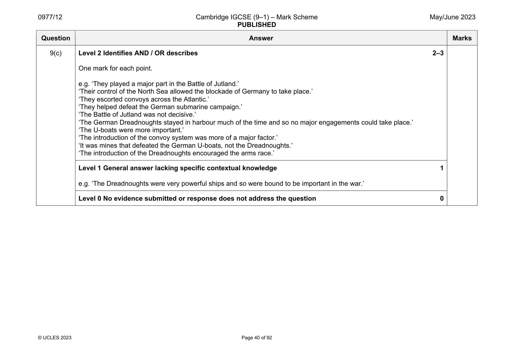 Mark scheme, page 40 of 92