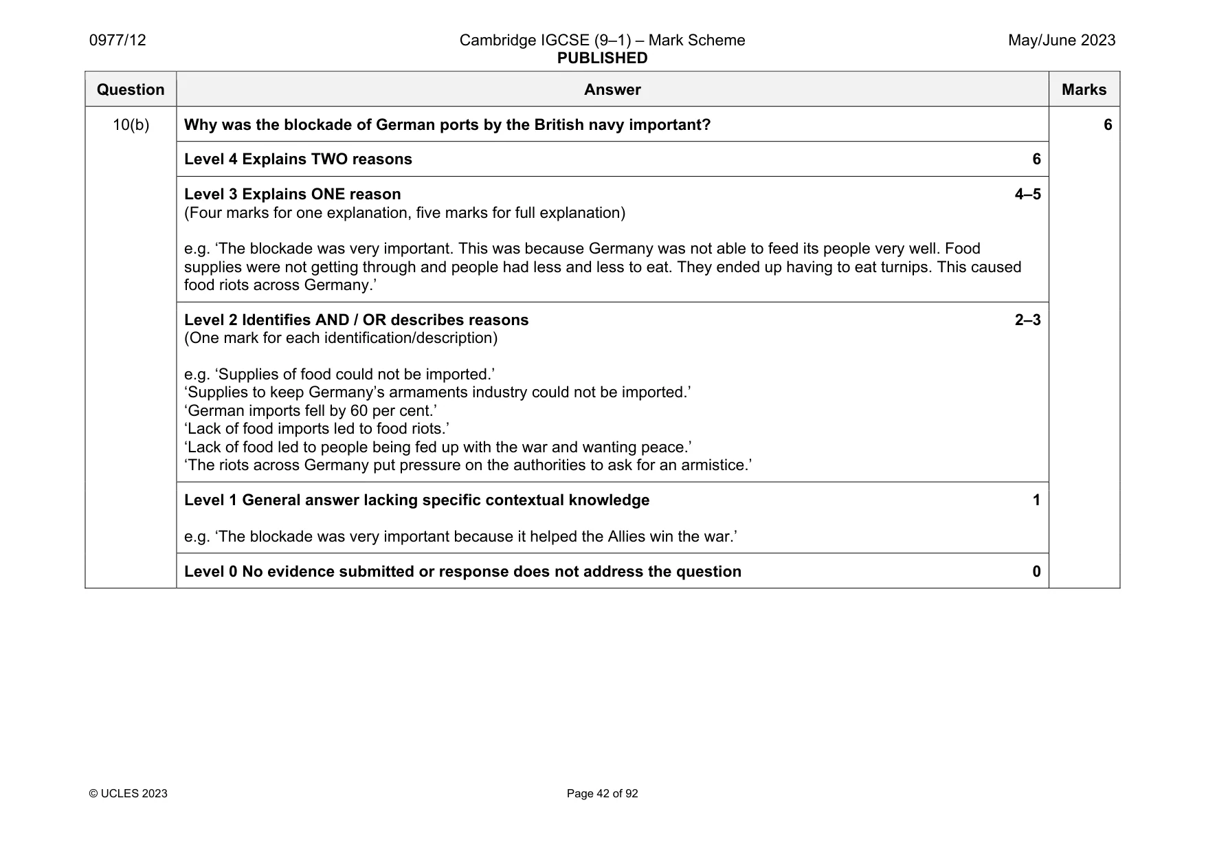 Mark scheme, page 42 of 92