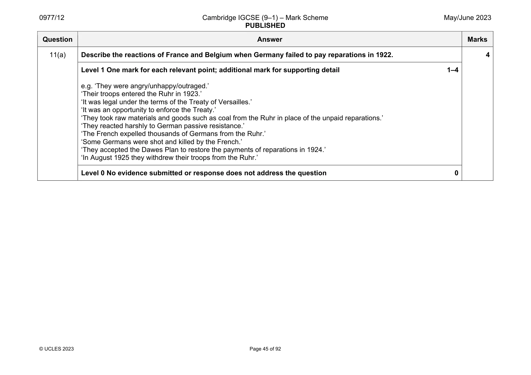 Mark scheme, page 45 of 92