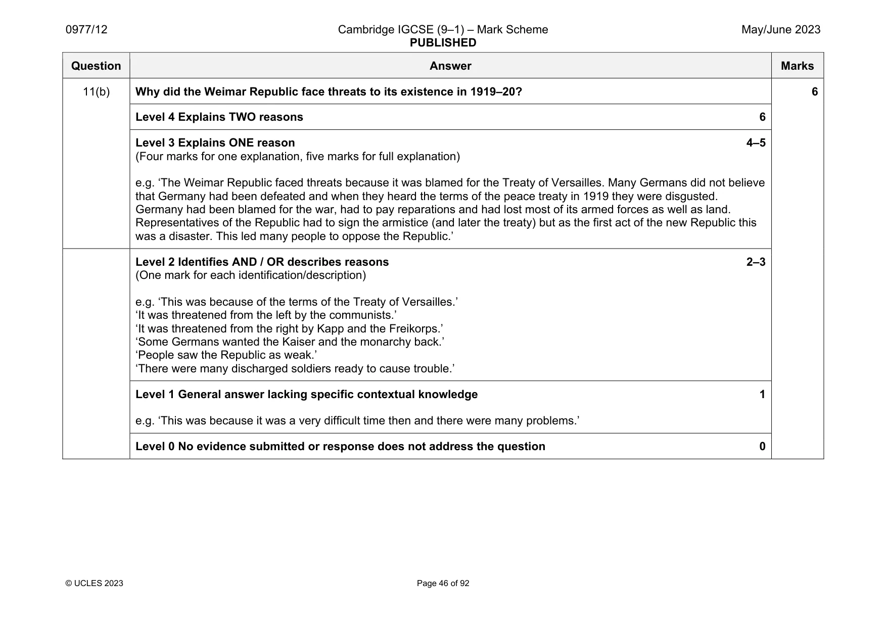 Mark scheme, page 46 of 92