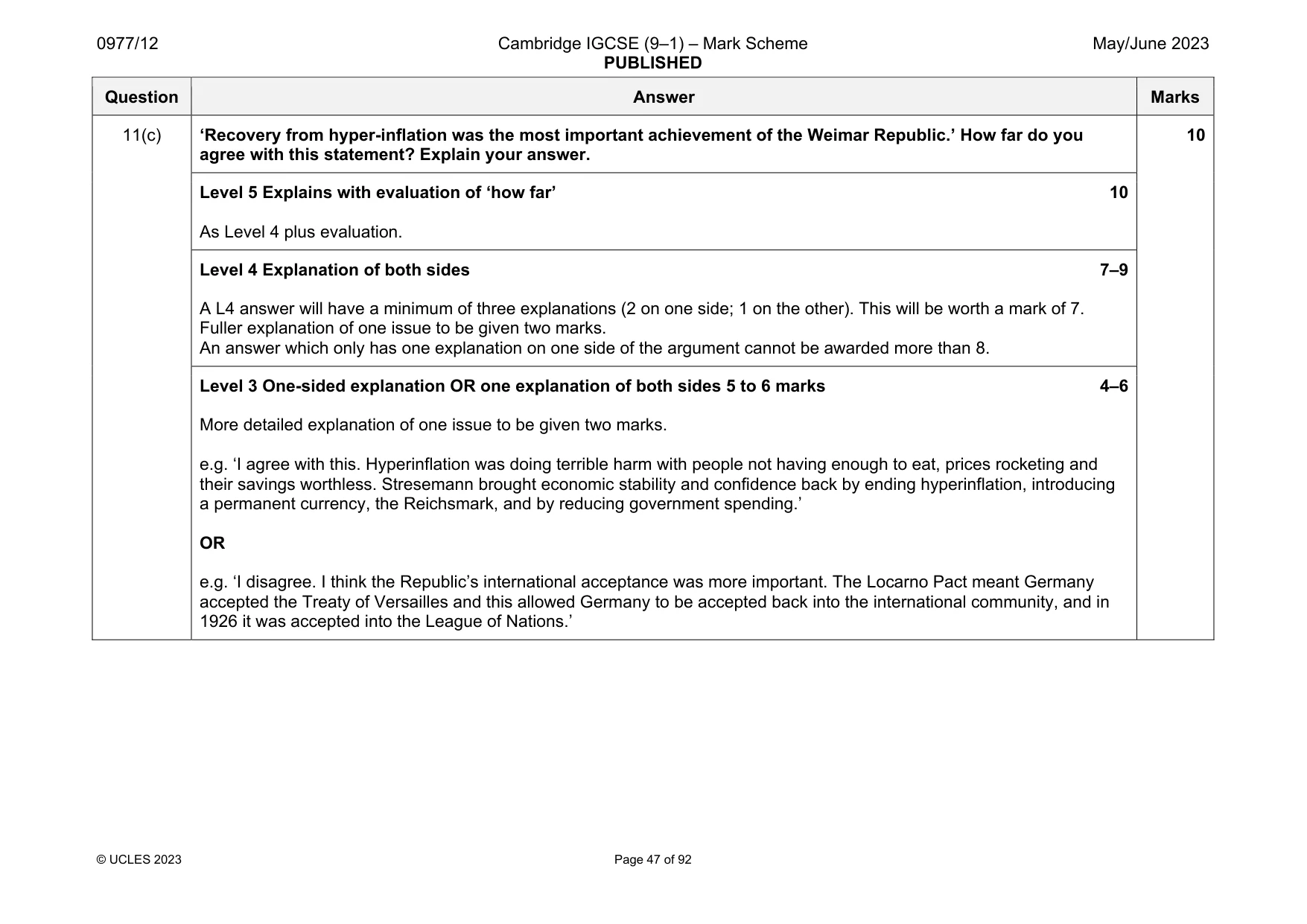 Mark scheme, page 47 of 92
