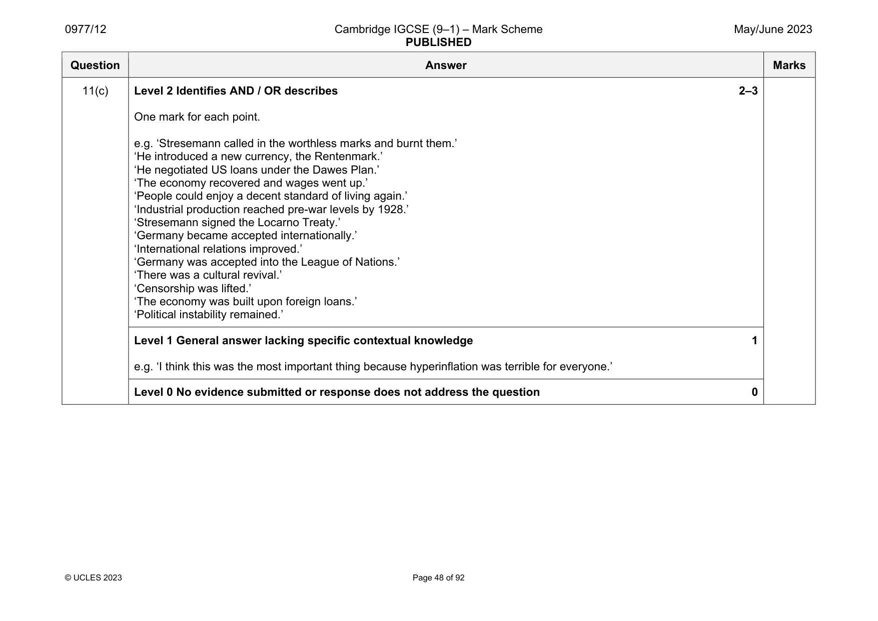 Mark scheme, page 48 of 92