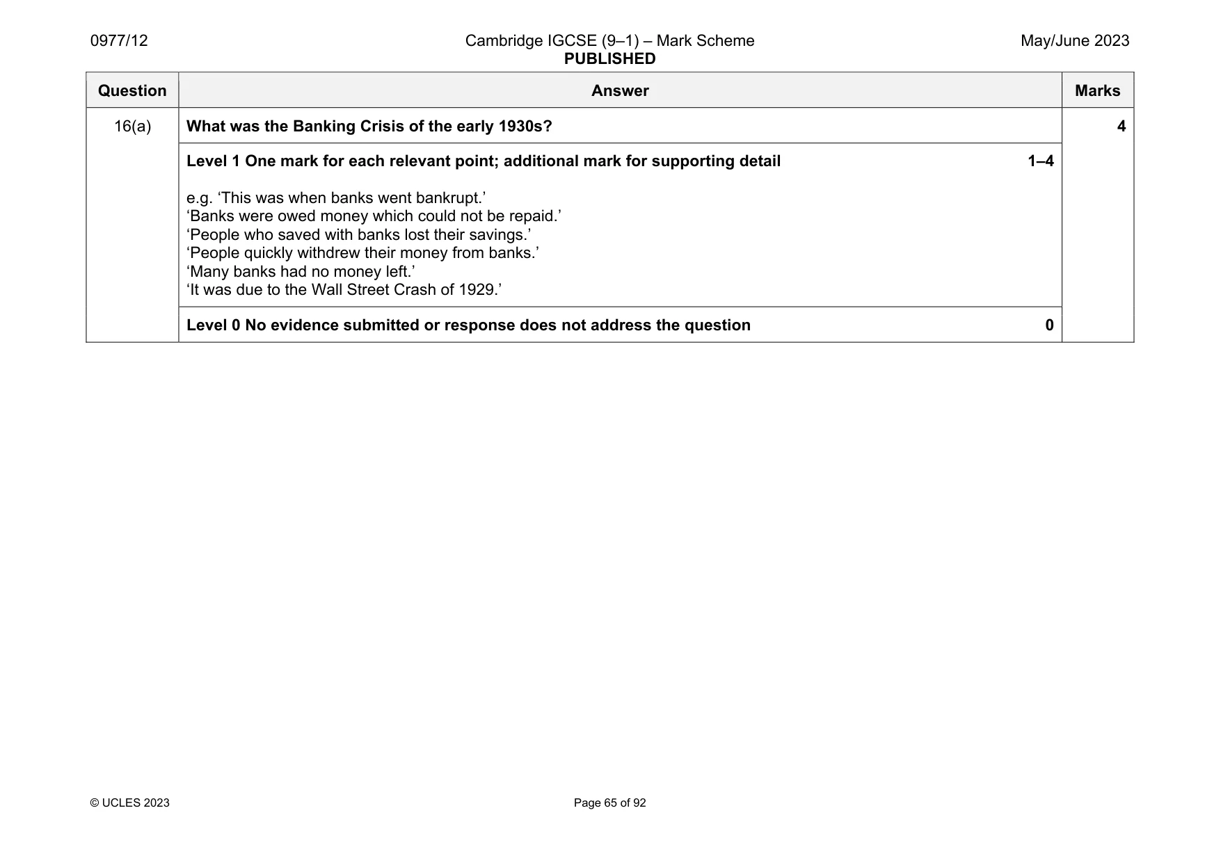 Mark scheme, page 65 of 92