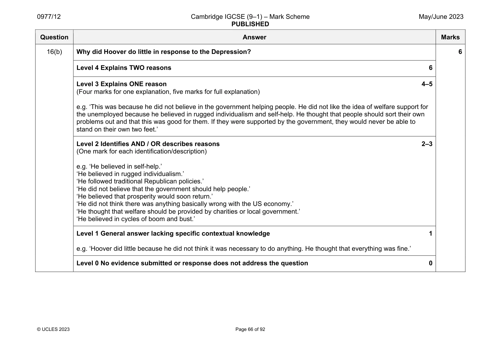Mark scheme, page 66 of 92