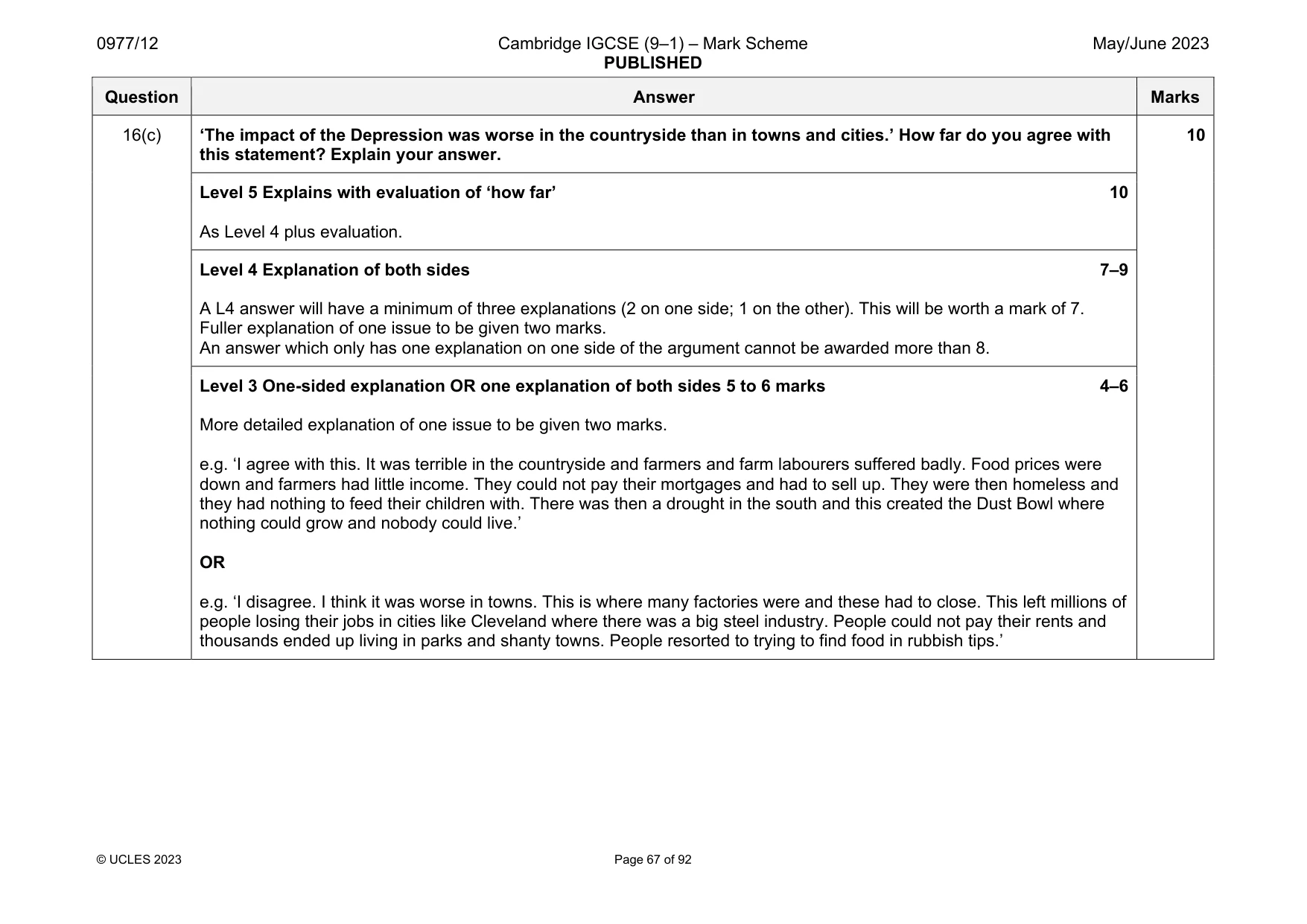 Mark scheme, page 67 of 92