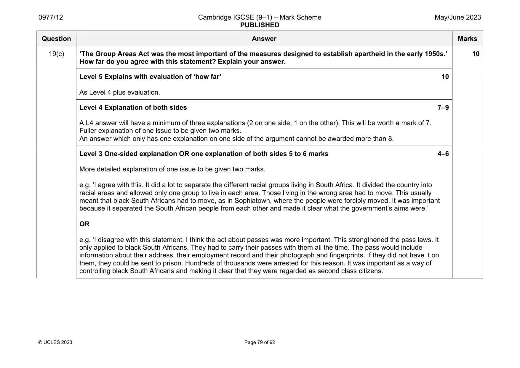 Mark scheme, page 79 of 92