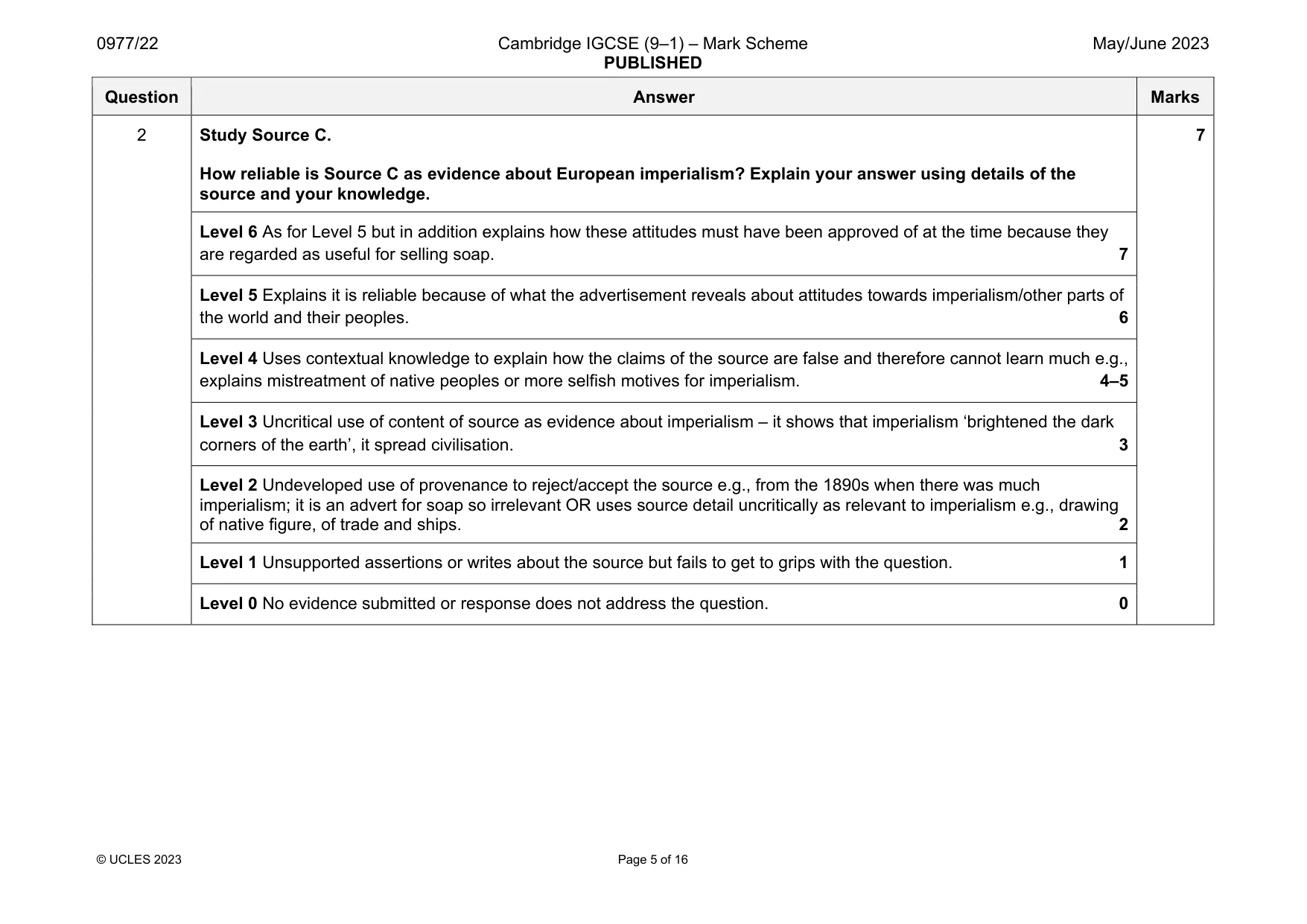 Mark scheme, page 5 of 16