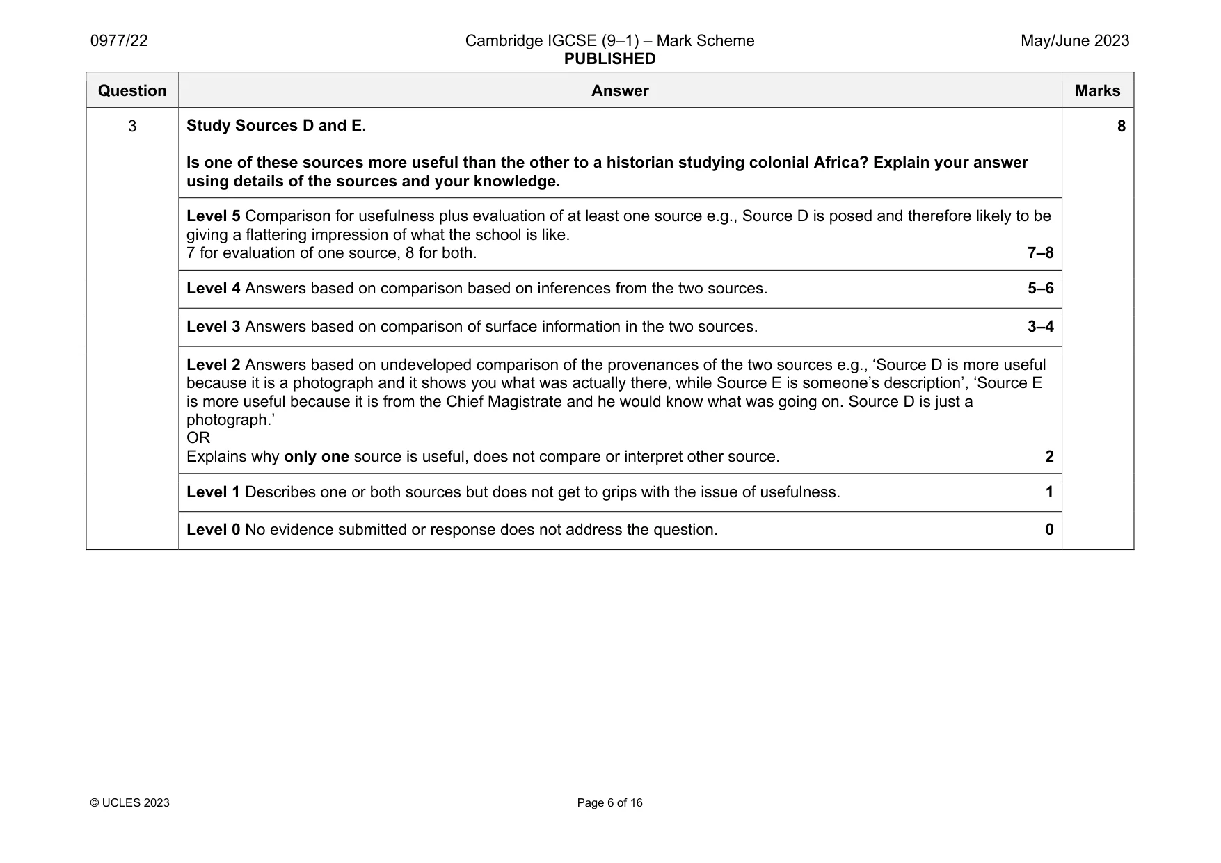 Mark scheme, page 6 of 16