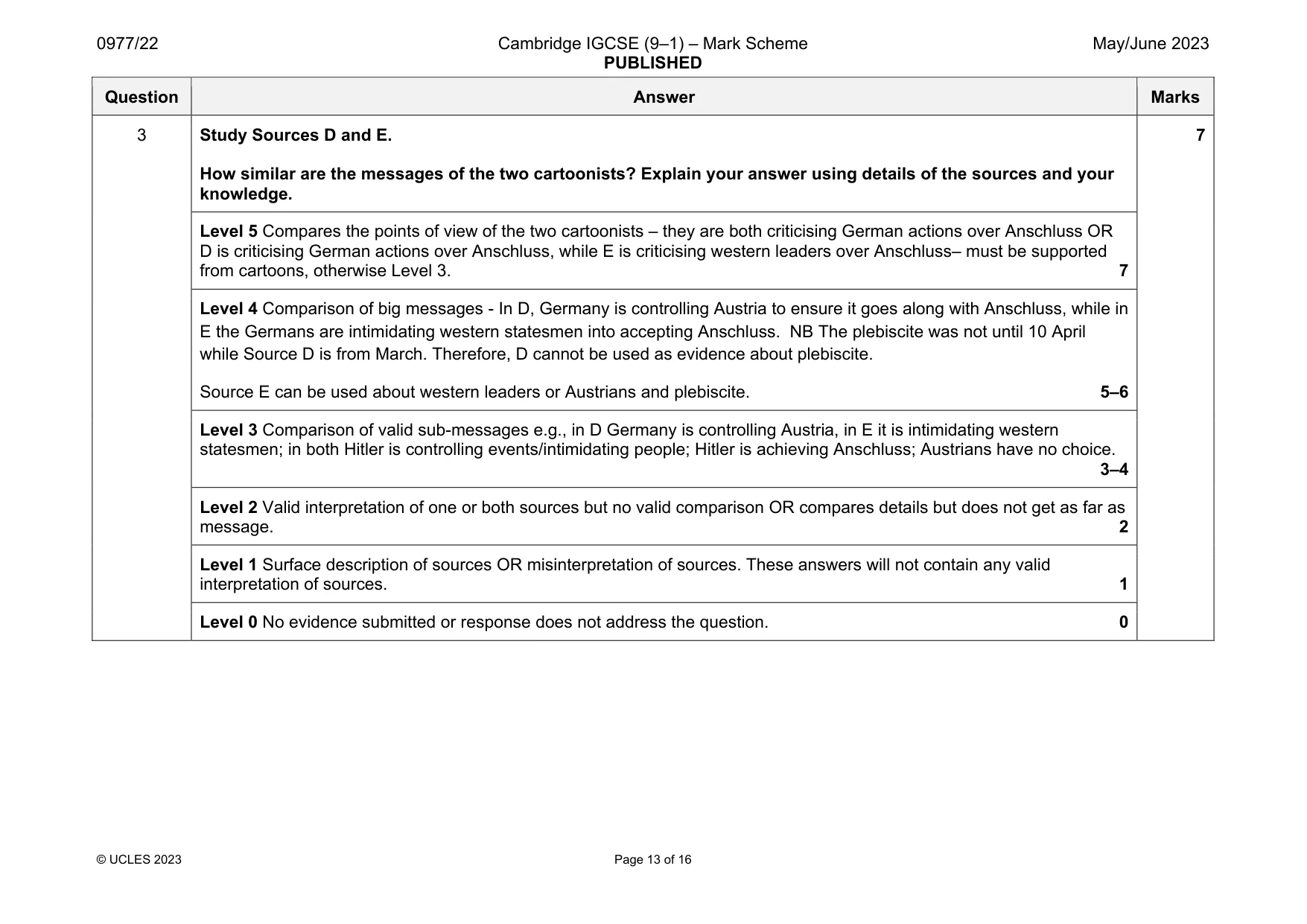 Mark scheme, page 13 of 16