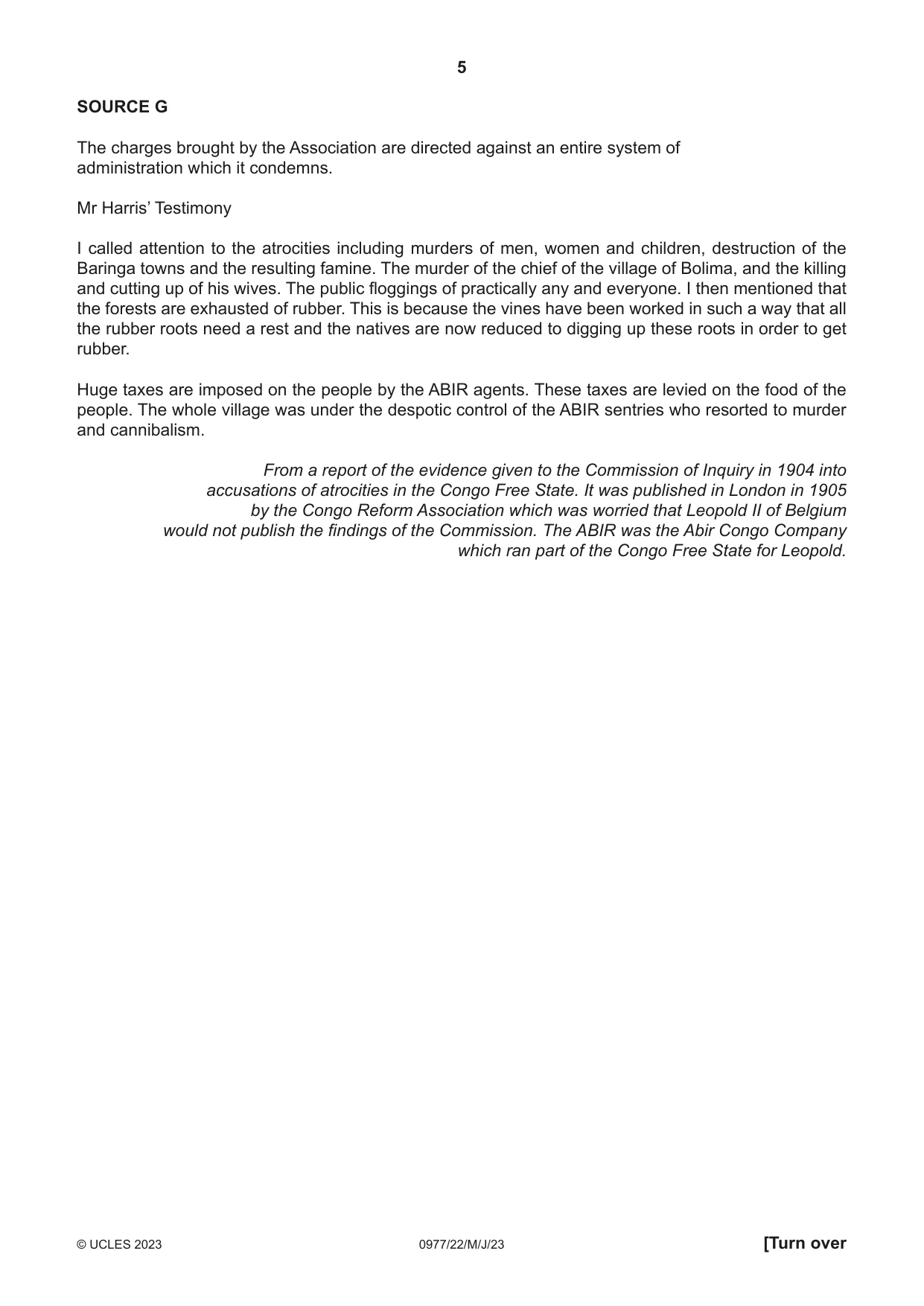 Cambridge IGCSE History (9-1) 0977 2023 May/June Paper 2 · Variant 2 question paper, page 5 of 16
