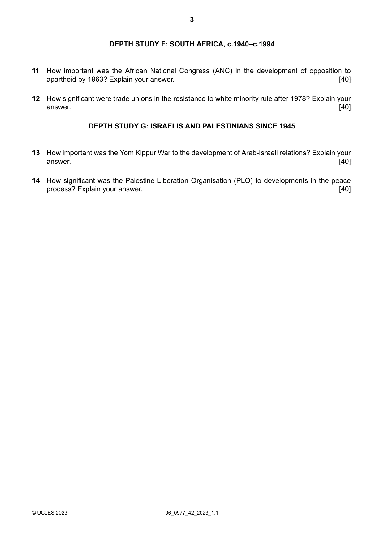 Cambridge IGCSE History (9-1) 0977 2023 May/June Paper 4 · Variant 2 question paper, page 3 of 4